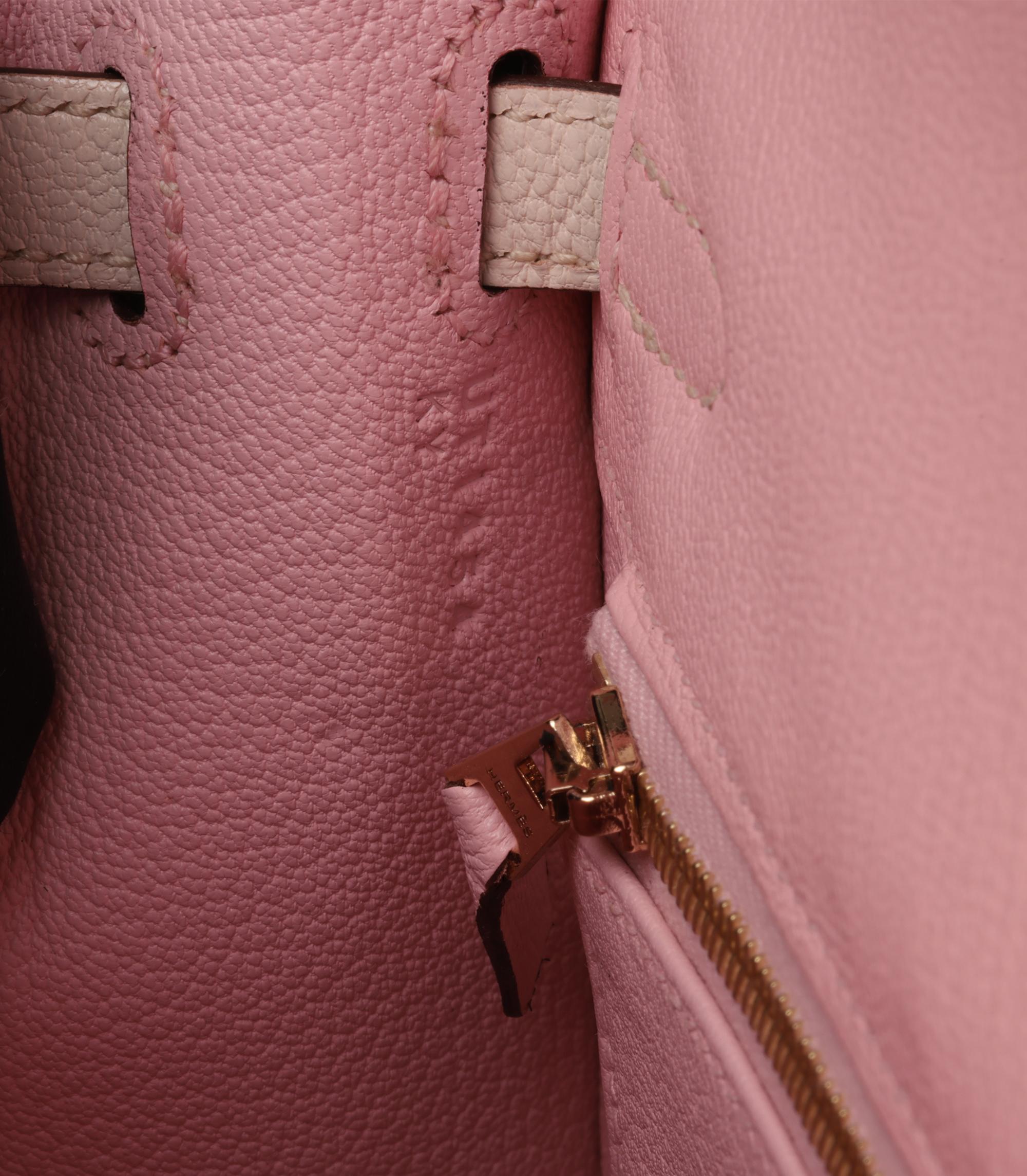 Hermès Rose Sakura & Nata Chevre Mysore Leather HSS Special Order Kelly 25cm Sel en vente 4
