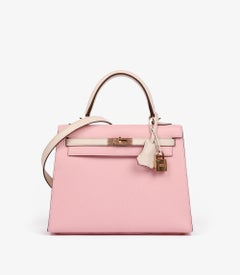 Hermès Rose Sakura & Nata Chevre Mysore Leather HSS Special Order Kelly 25cm Sel
