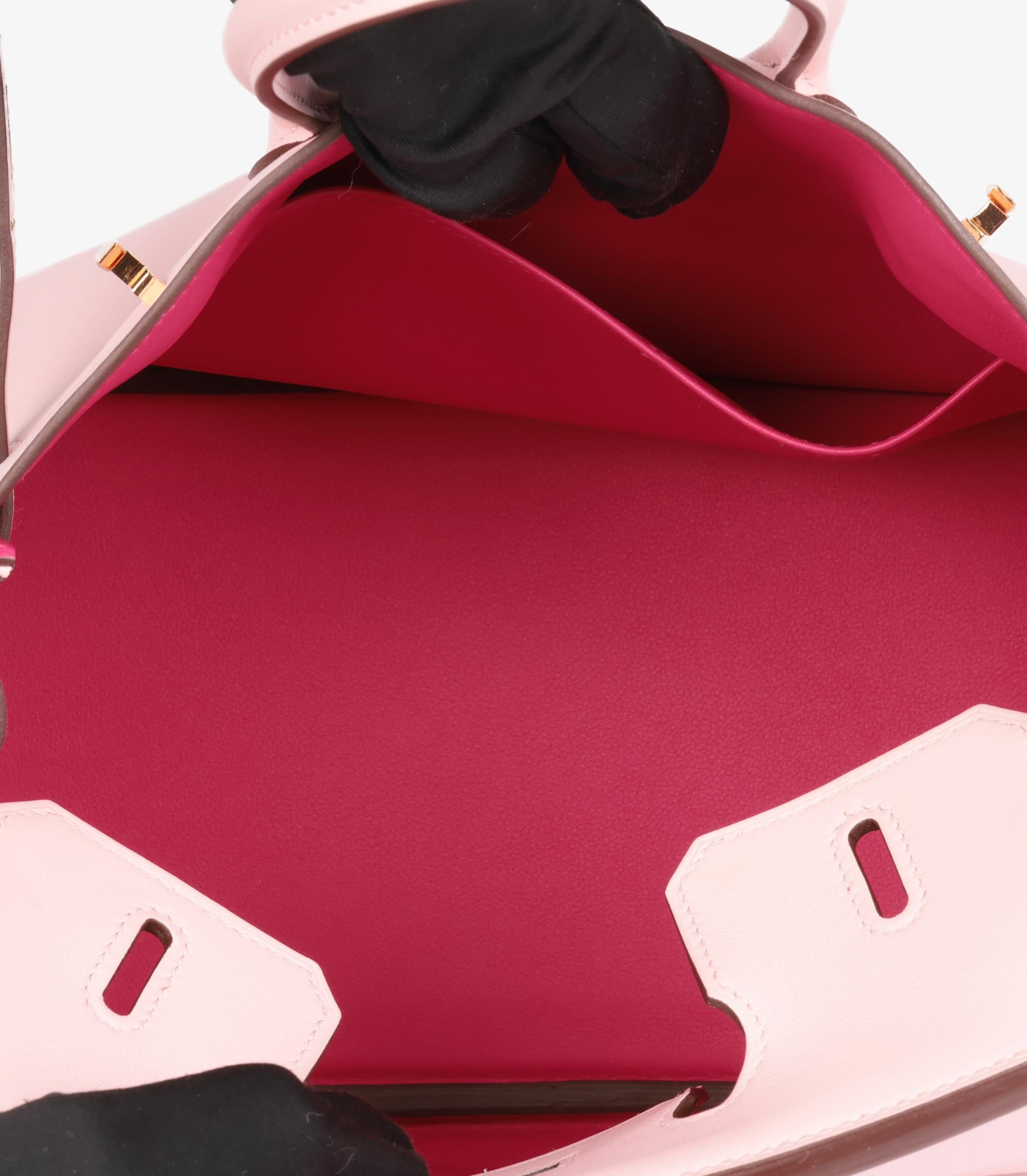 Hermès Rose Sakura & Rose Shocking Swift Leather HSS Special Order Birkin 25cm For Sale 3