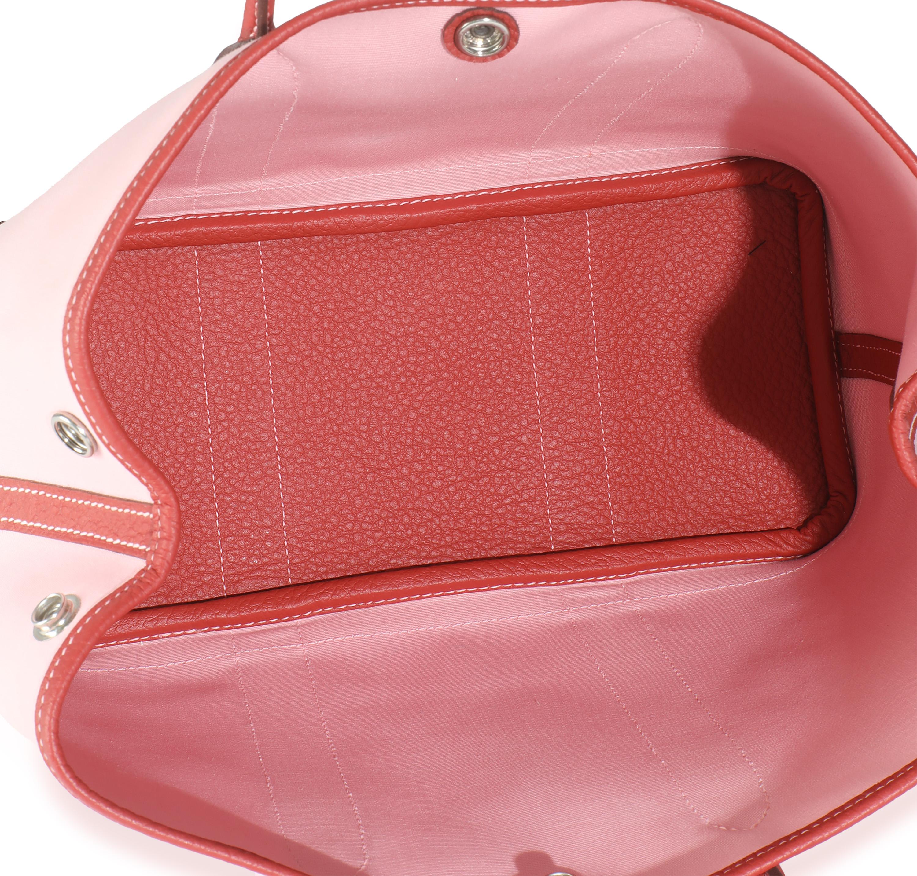 Hermès Rose Sakura Rouge Duchesse Toile Militaire Vache Country Garden Party 30 For Sale 1