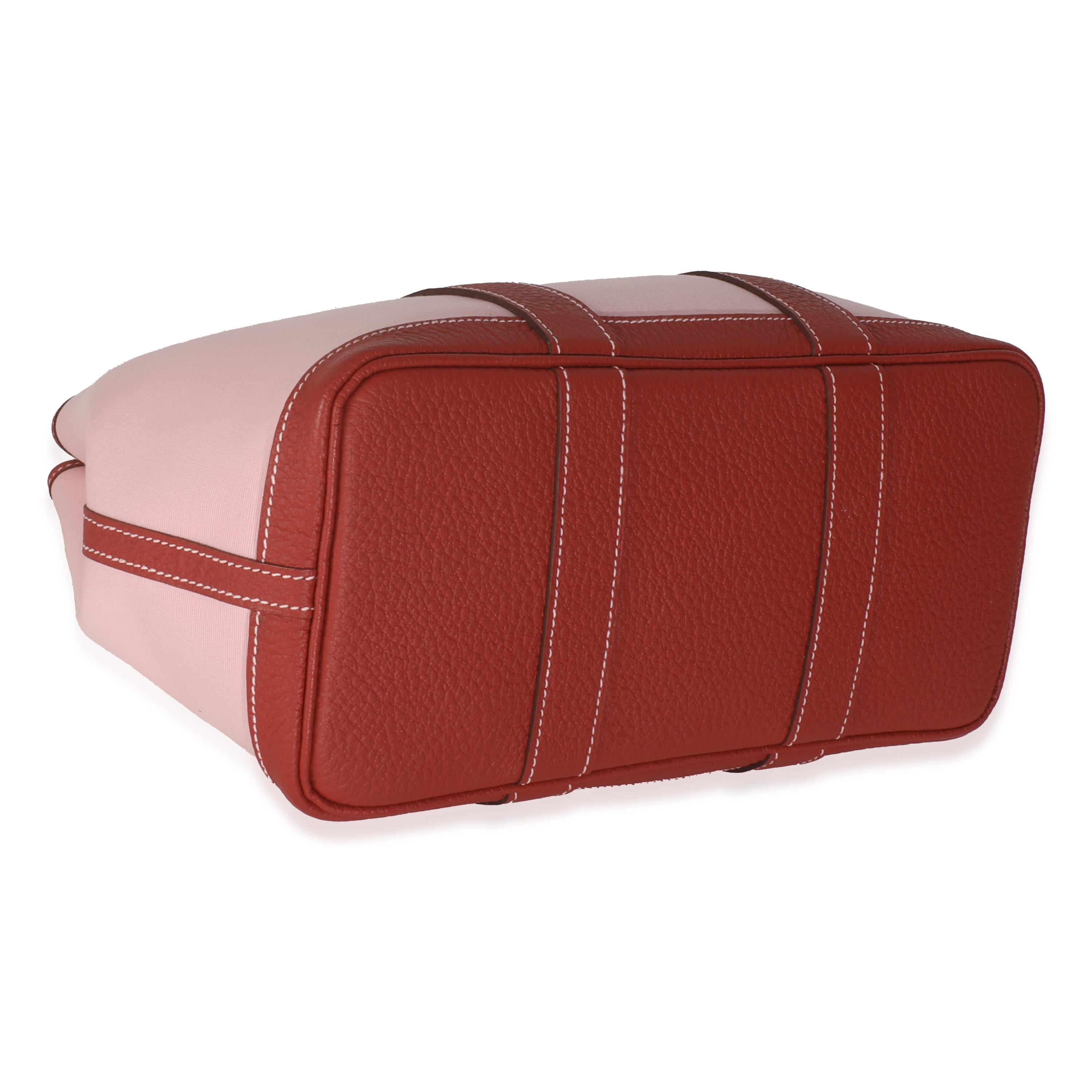 Hermès Rose Sakura Rouge Duchesse Toile Militaire Vache Country Garden Party 30 For Sale 2