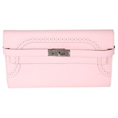 Hermès Rose Sakura Swift Ghillies Kelly Wallet PHW