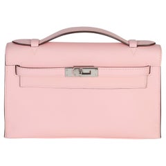 Hermès Rose Sakura Swift Kelly Pochette PHW