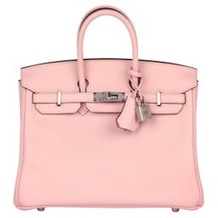 Hermès Rose Sakura Swift Leather Birkin 25cm Retourne