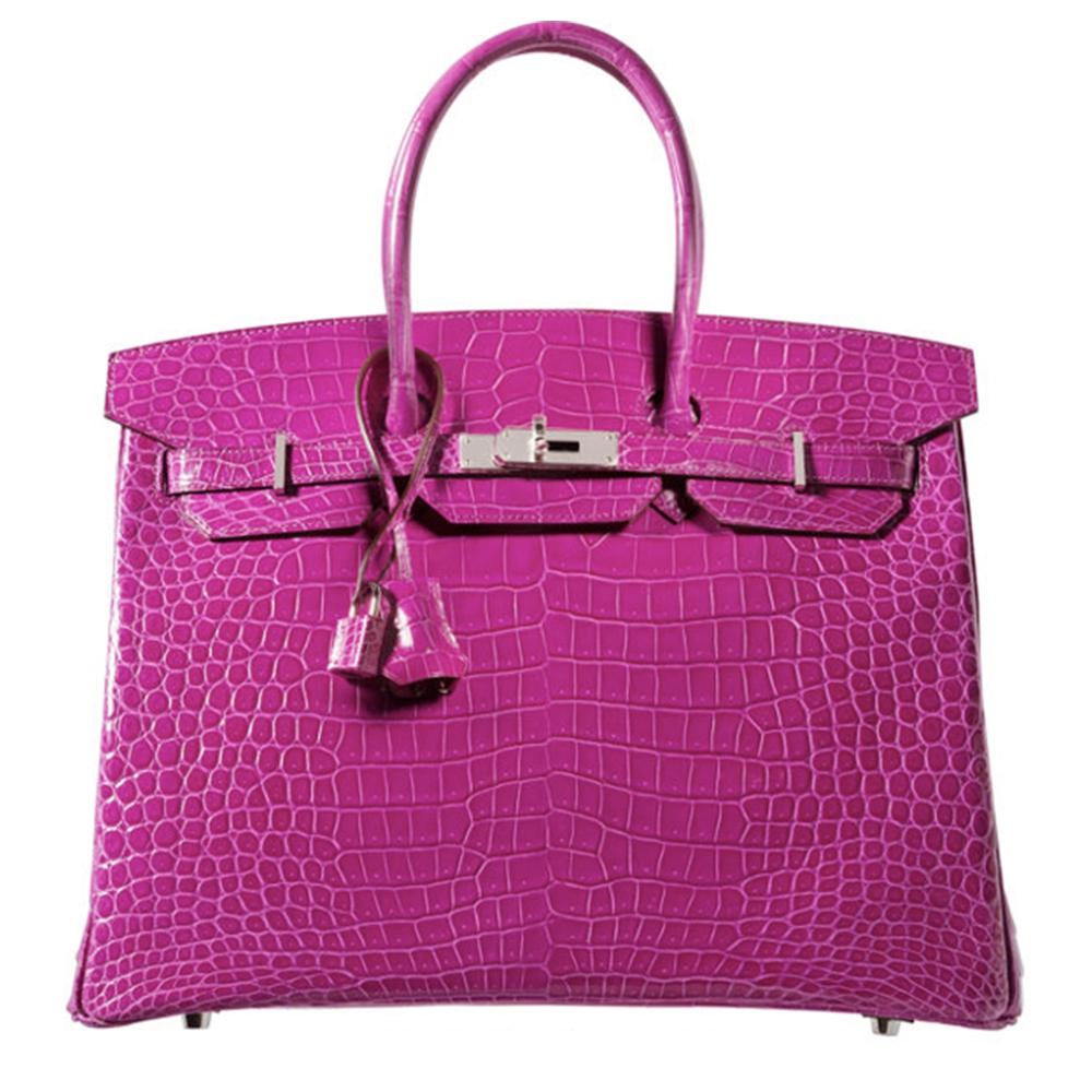 Hermès Rose Scheherazade Lisse Porosus Crocodile 35cm Birkin Bag