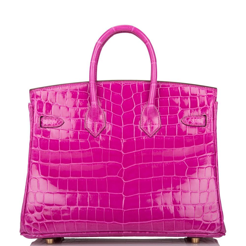 Hermès Rose Scheherazade Niloticus Crocodile Birkin 25cm Gold Hardware In New Condition In West Chester, PA