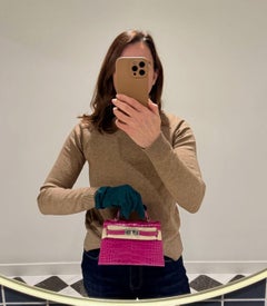 Hermès Rose Scheherazade Shiny Mississippiensis Alligator Leather Kelly 20cm II