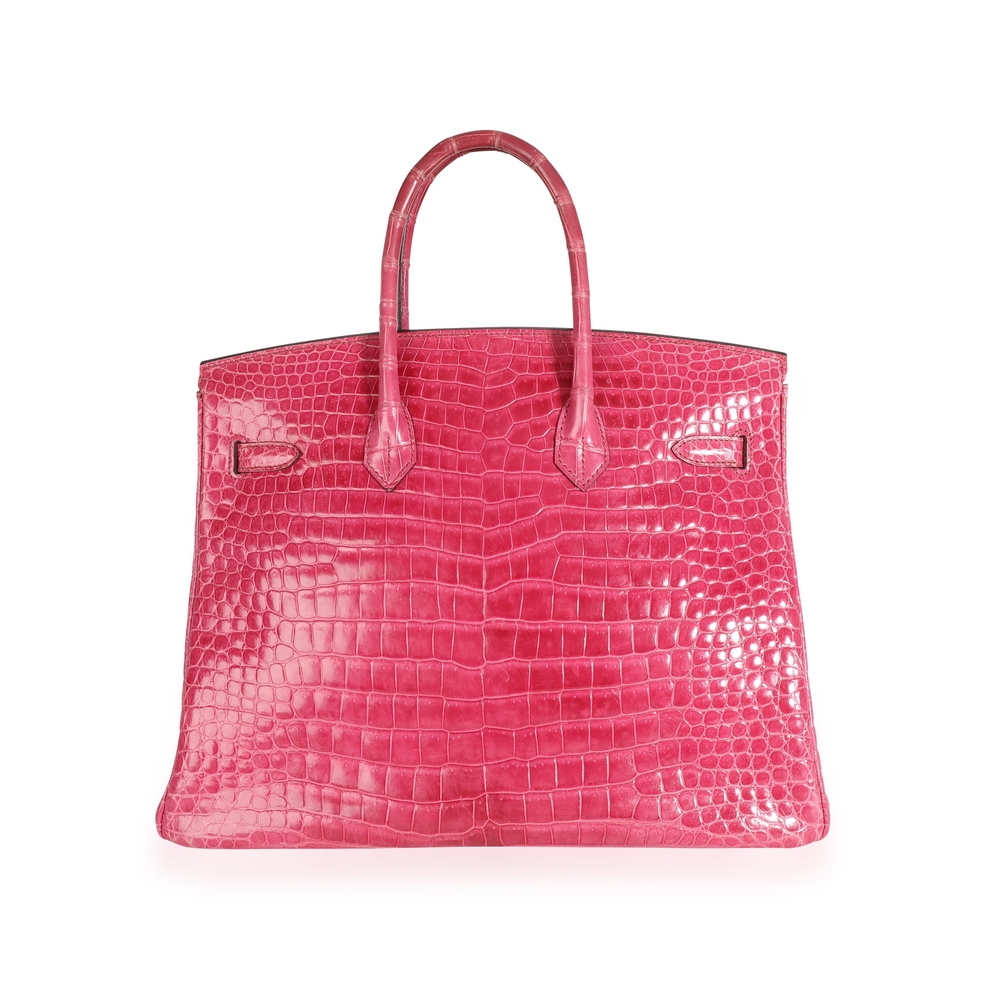 Pink Hermès Rose Scheherazade Shiny Porosus Crocodile Birkin 35 PHW For Sale