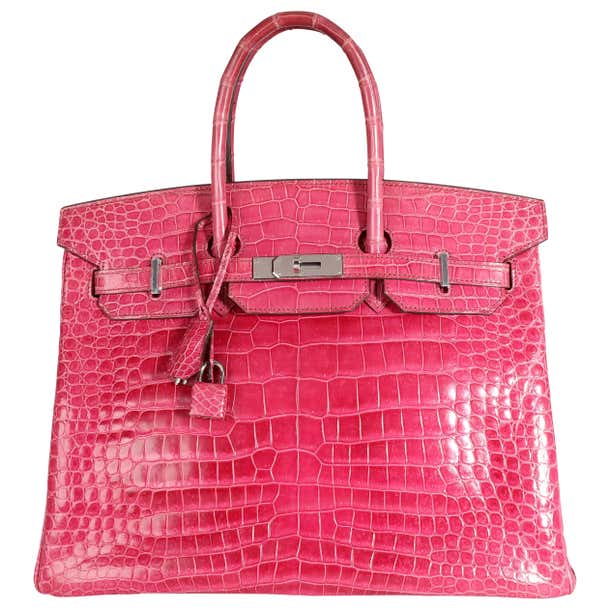 Hermès Rose Scheherazade Shiny Porosus Crocodile Birkin 35 PHW For Sale ...
