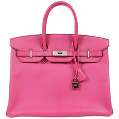 Hermès Rose Shocking Chevre 35 cm Birkin Bag- Palladium HW