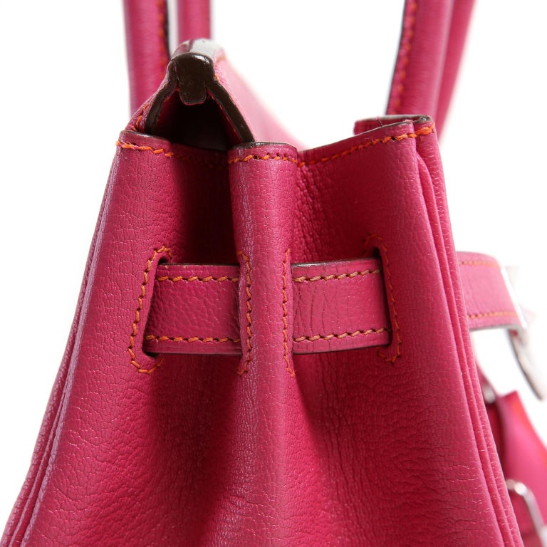 Hermès HSS Birkin 30 Rose Shocking Chevre Leather & Etoupe Palladium H