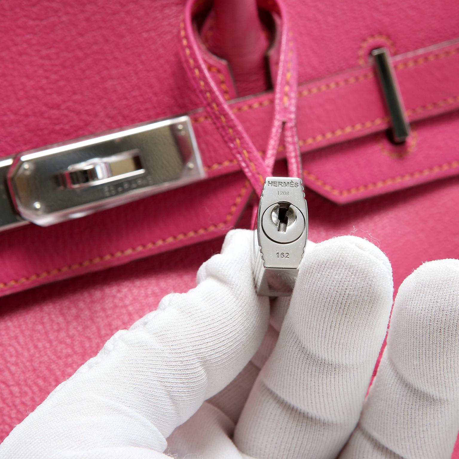 Hermès Rose Shocking Chevre Leather 30 cm Birkin Bag 5