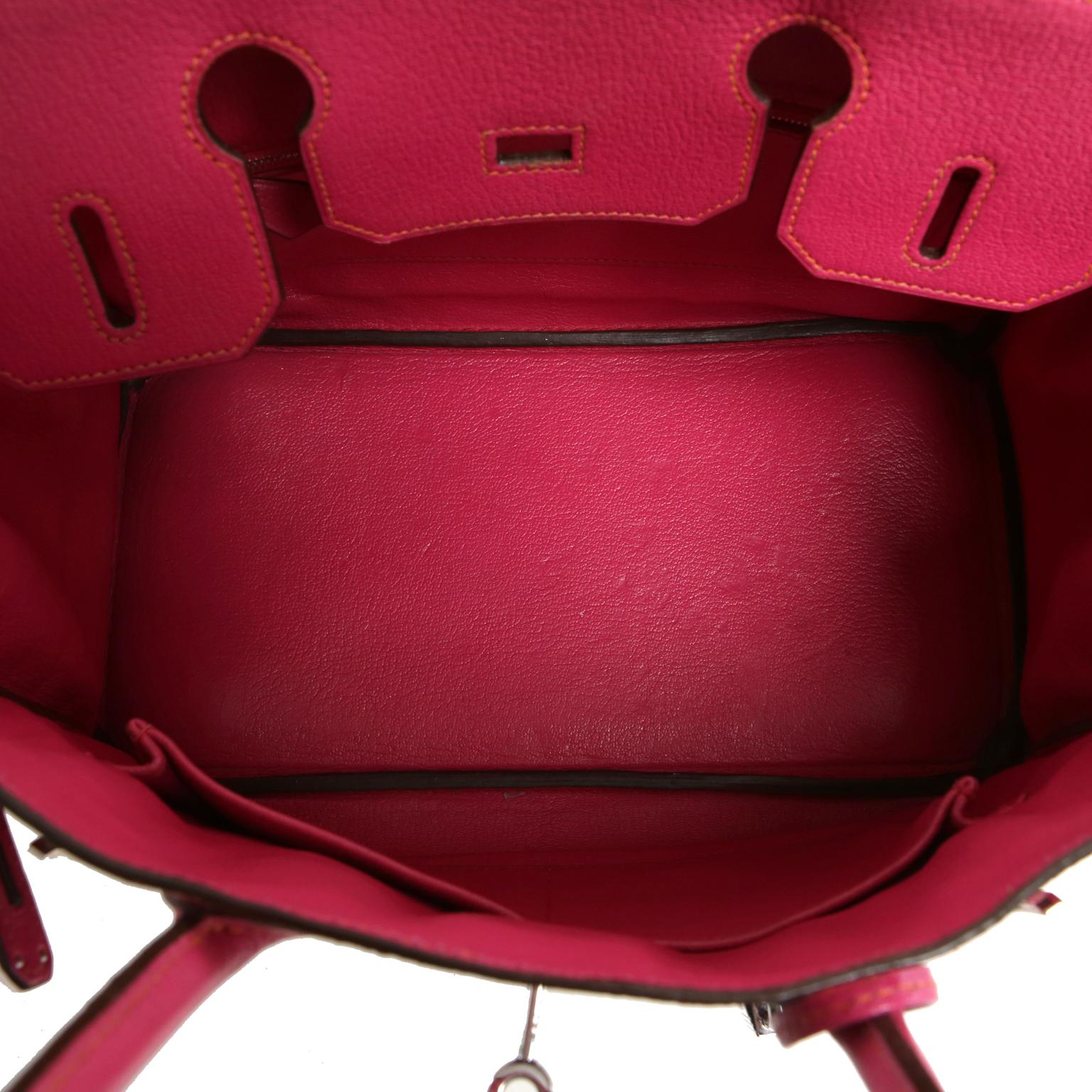 Hermès Rose Shocking Chevre Leather 30 cm Birkin Bag 6