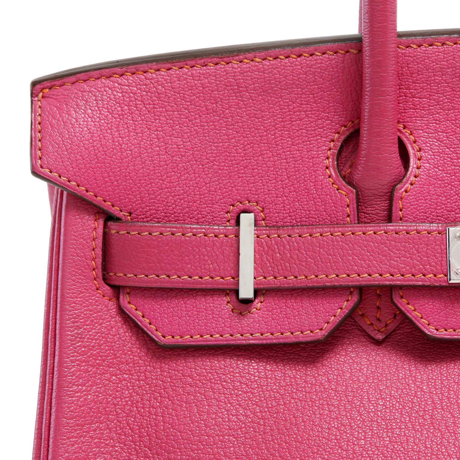 Hermès Rose Shocking Chevre Leather 30 cm Birkin Bag 10