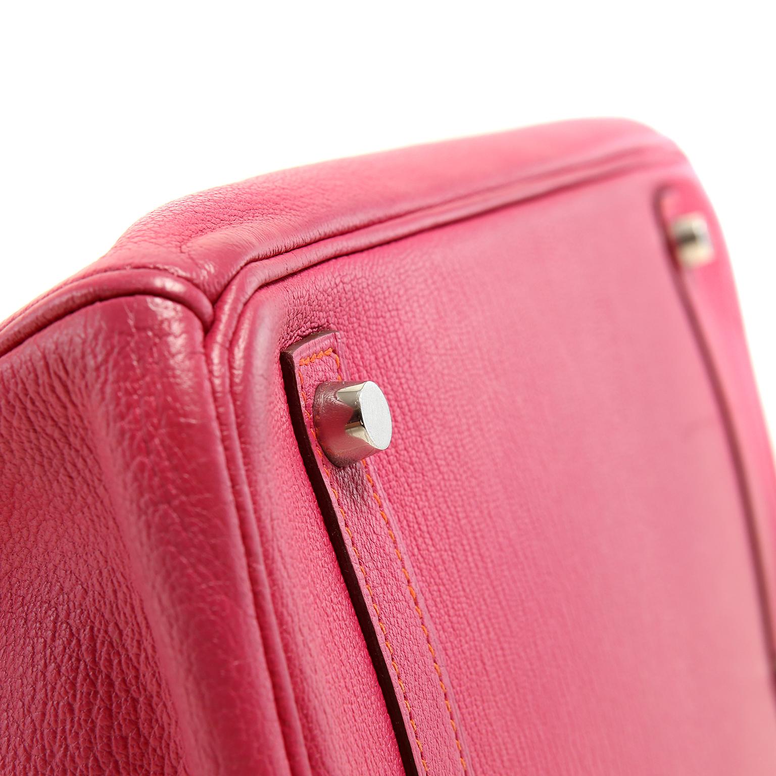Pink Hermès Rose Shocking Chevre Leather 30 cm Birkin Bag