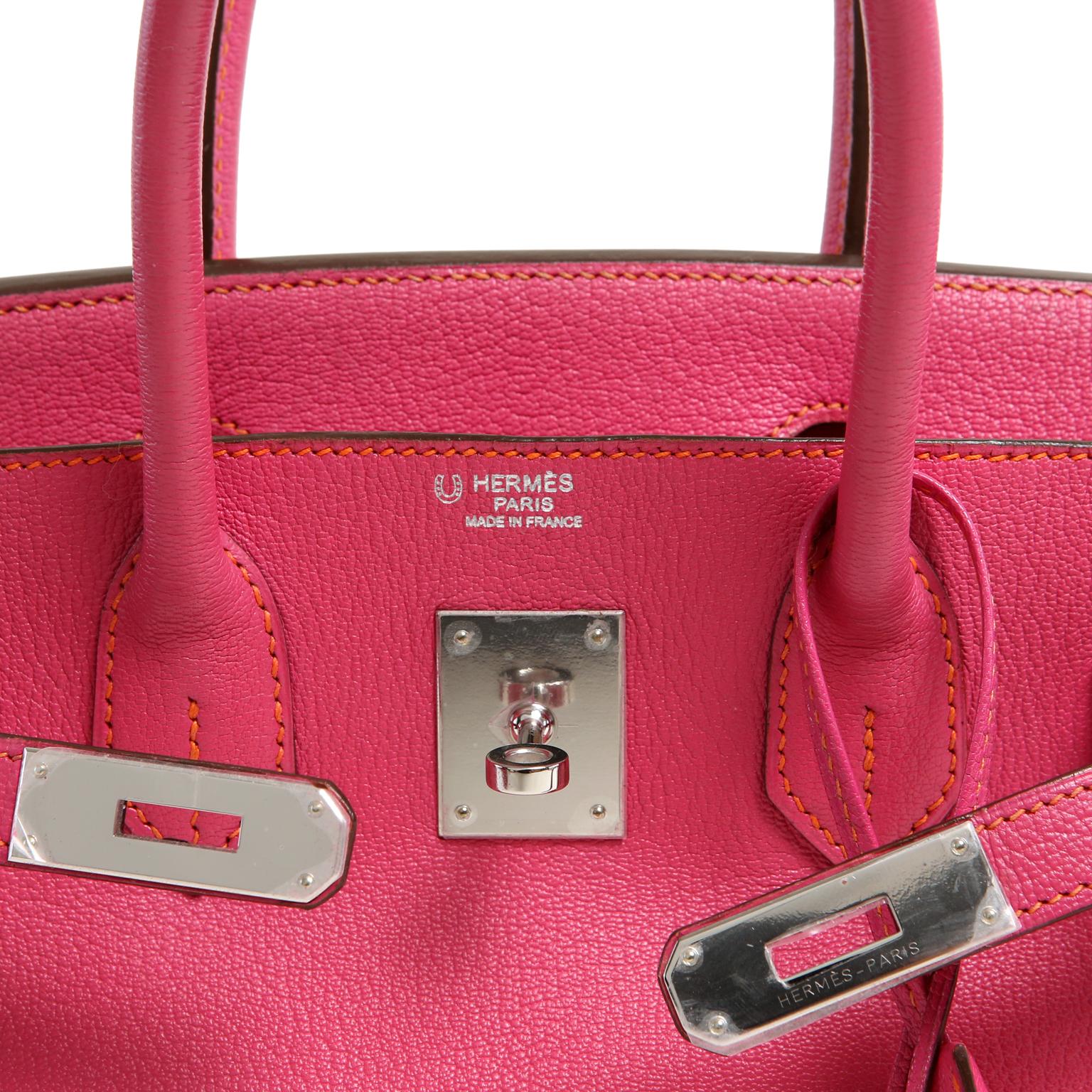 Hermès Rose Shocking Chevre Leather 30 cm Birkin Bag 1