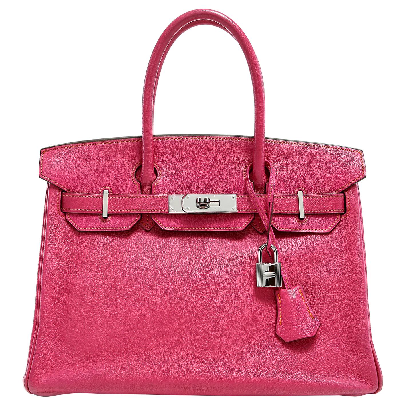Hermès Rose Shocking Chevre Leather 30 cm Birkin Bag