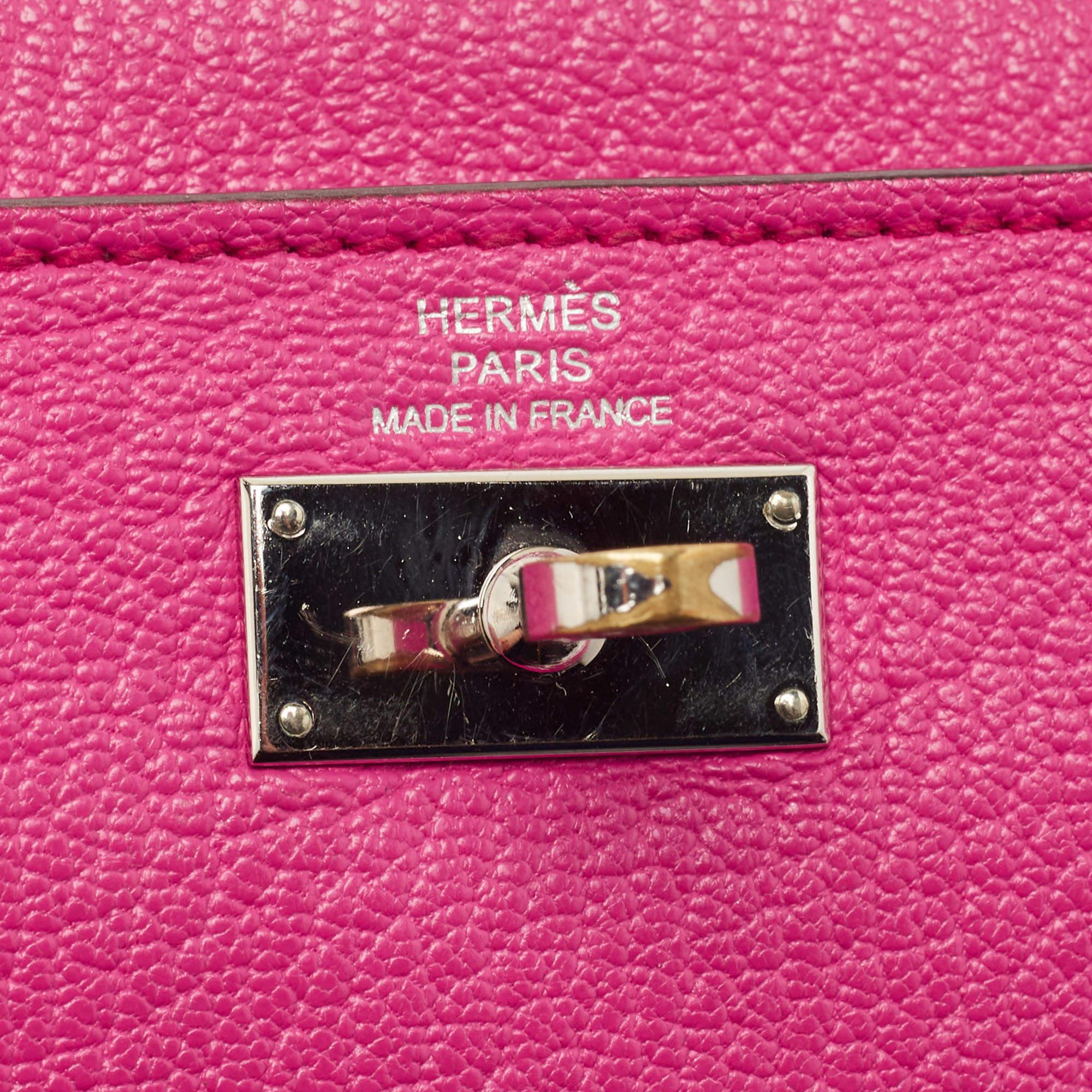 Women's Hermes Rose Shocking Chevre Leather Kelly Depliant Wallet