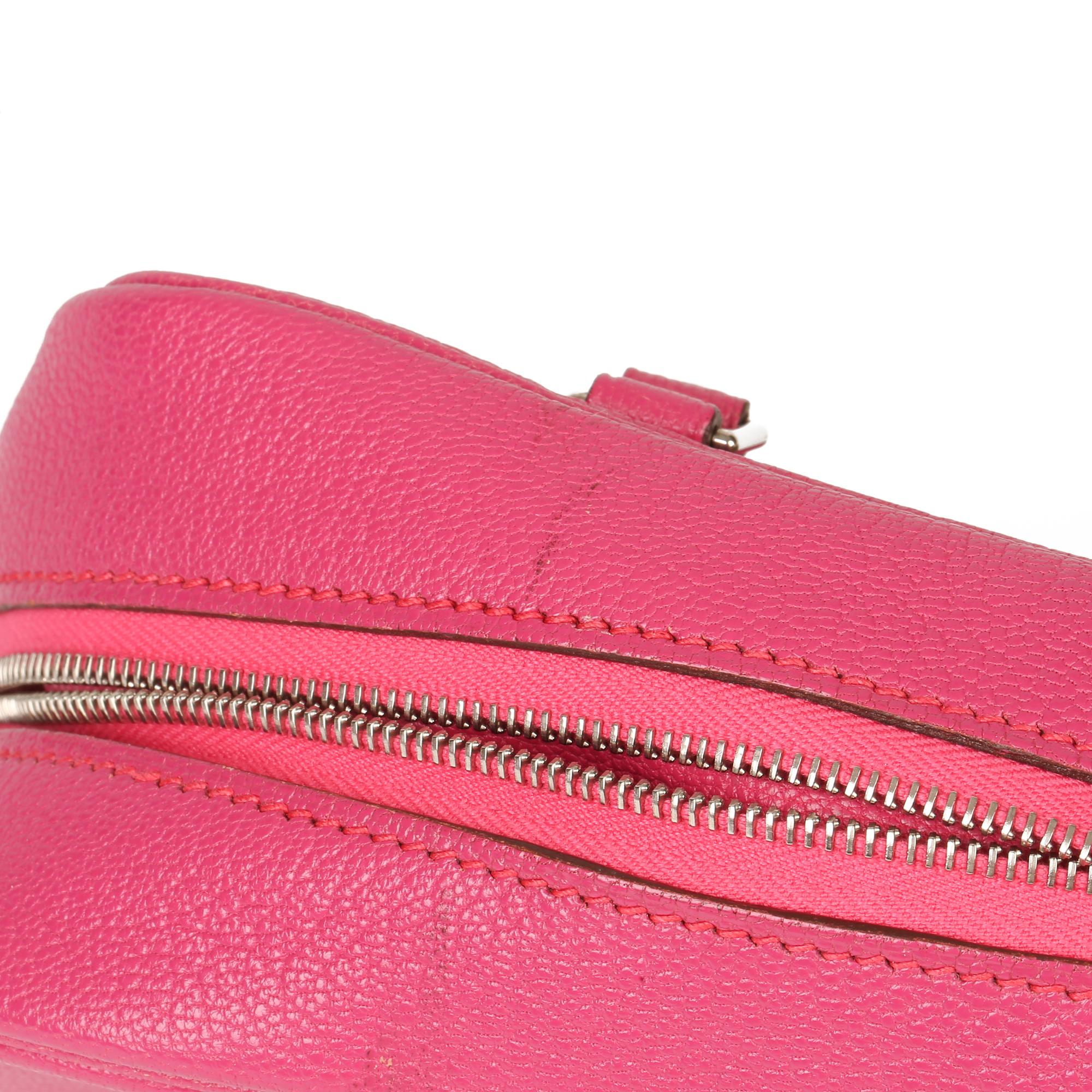 Hermès Rose Shocking Chevre Mysore Leather Plume 20cm 4