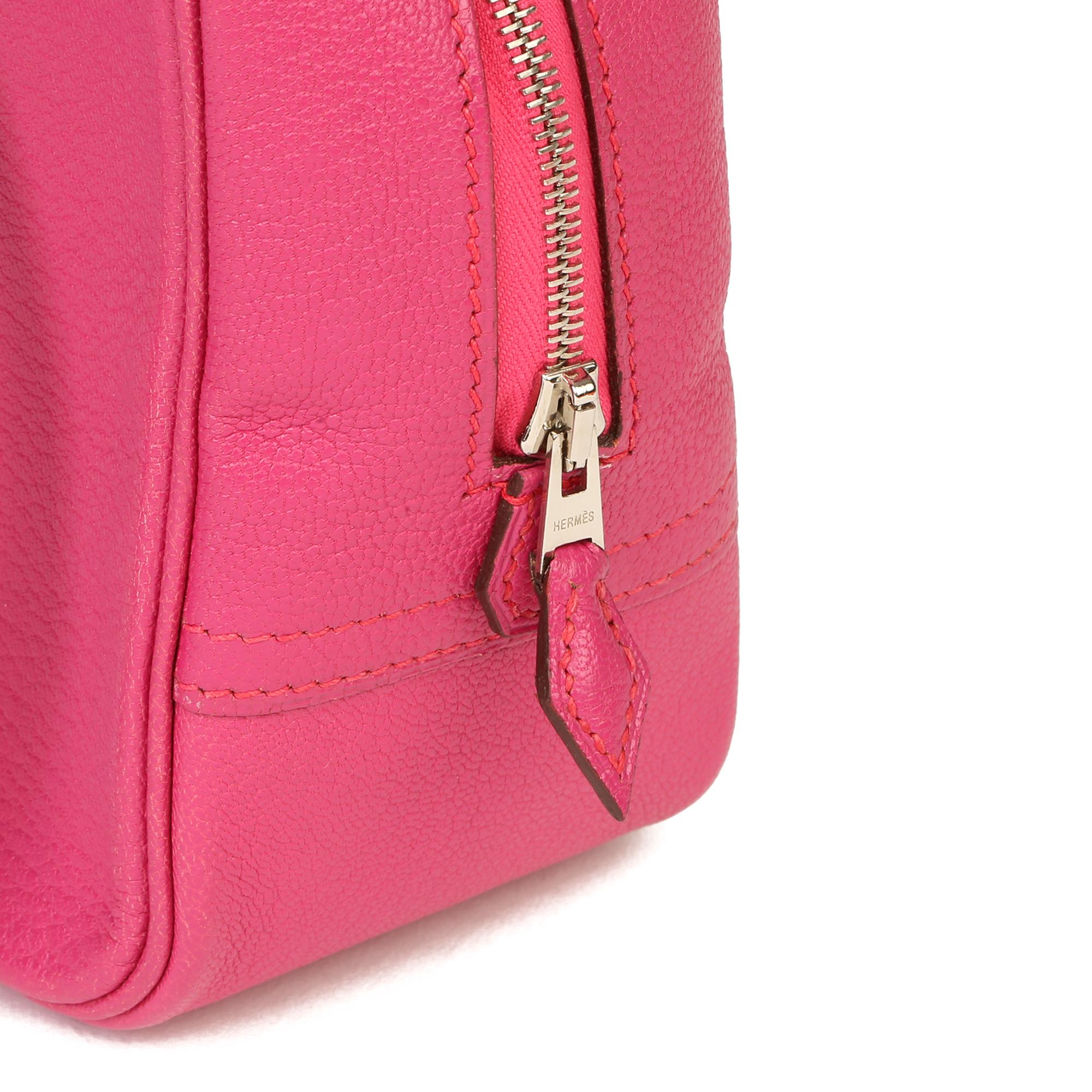 Pink Hermès Rose Shocking Chevre Mysore Leather Plume 20cm