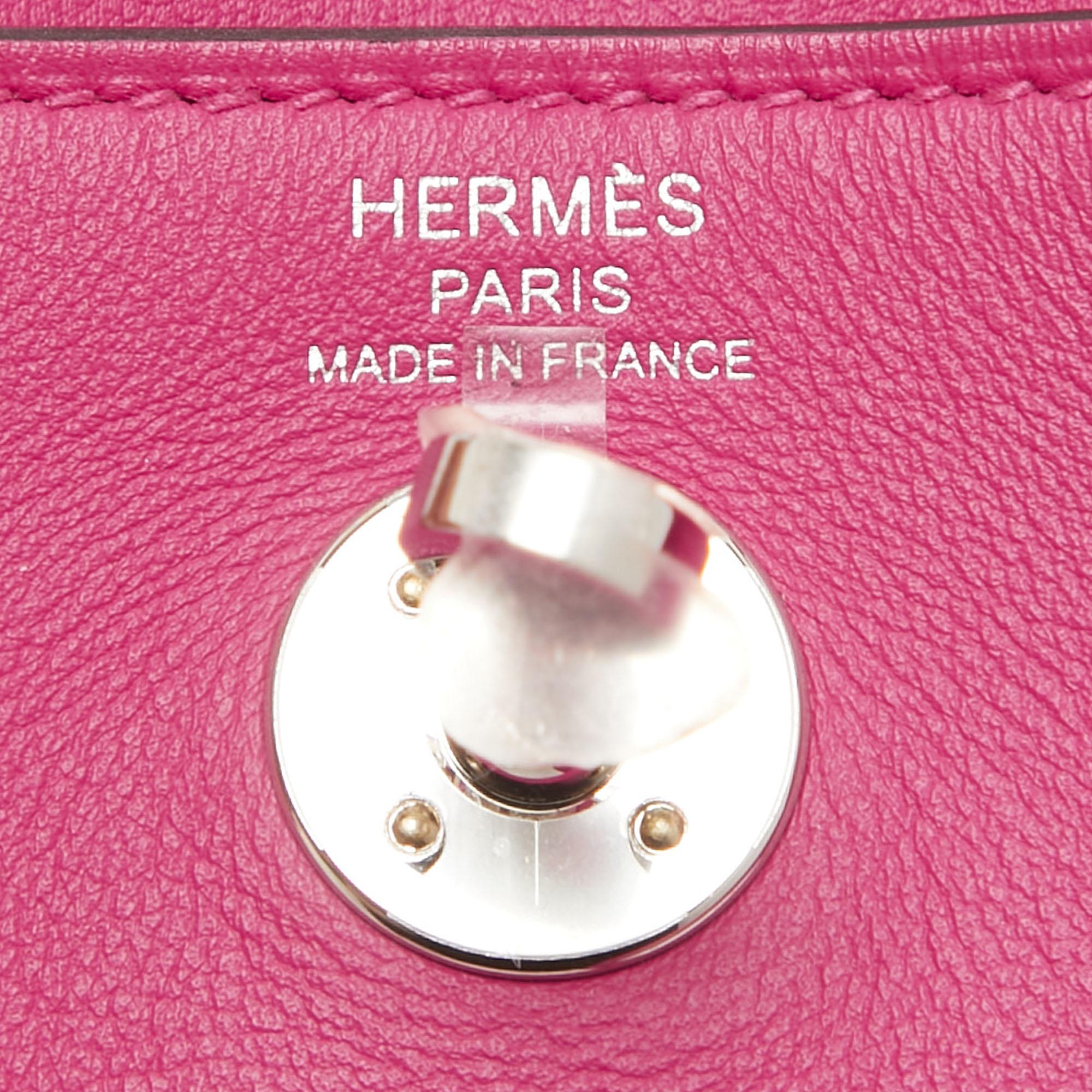 Women's Hermès Rose Shocking Swift Leather Palladium Finish Mini Lindy Bag