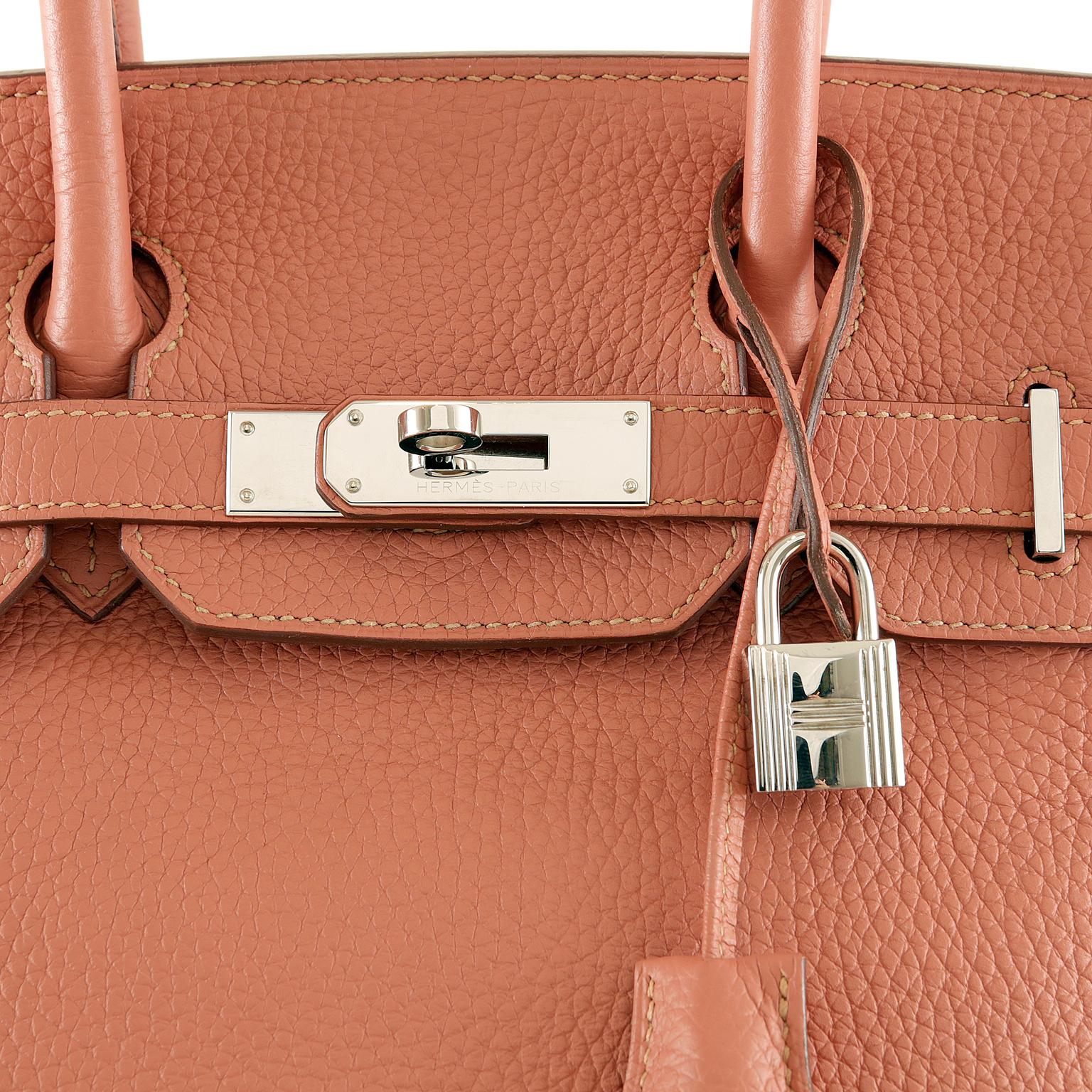 Hermès Rose Tea Togo 30 cm Birkin Bag In Excellent Condition In Palm Beach, FL