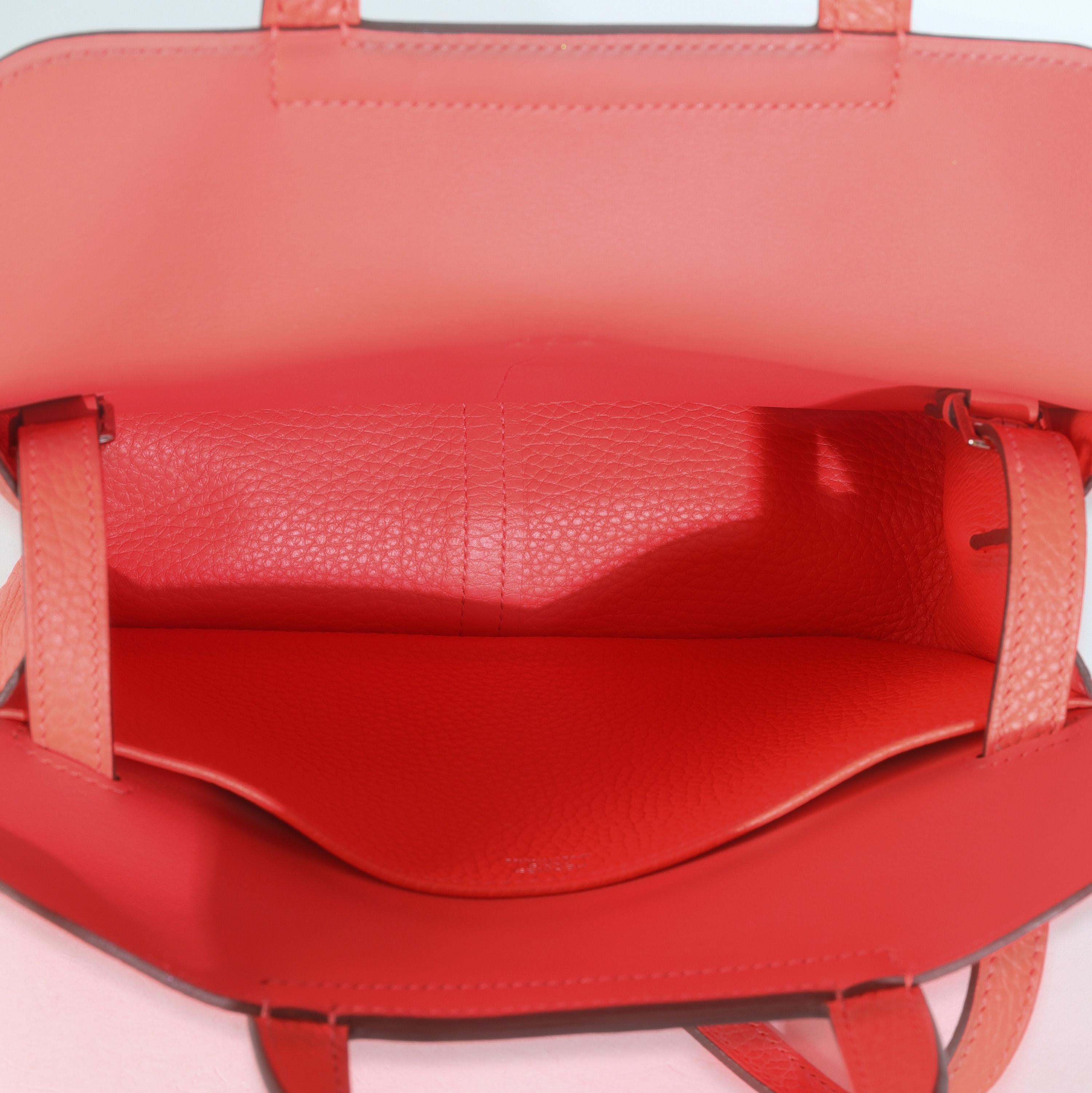 Hermès Rose Texas Clemence Halzan 25 PHW in vendita 1