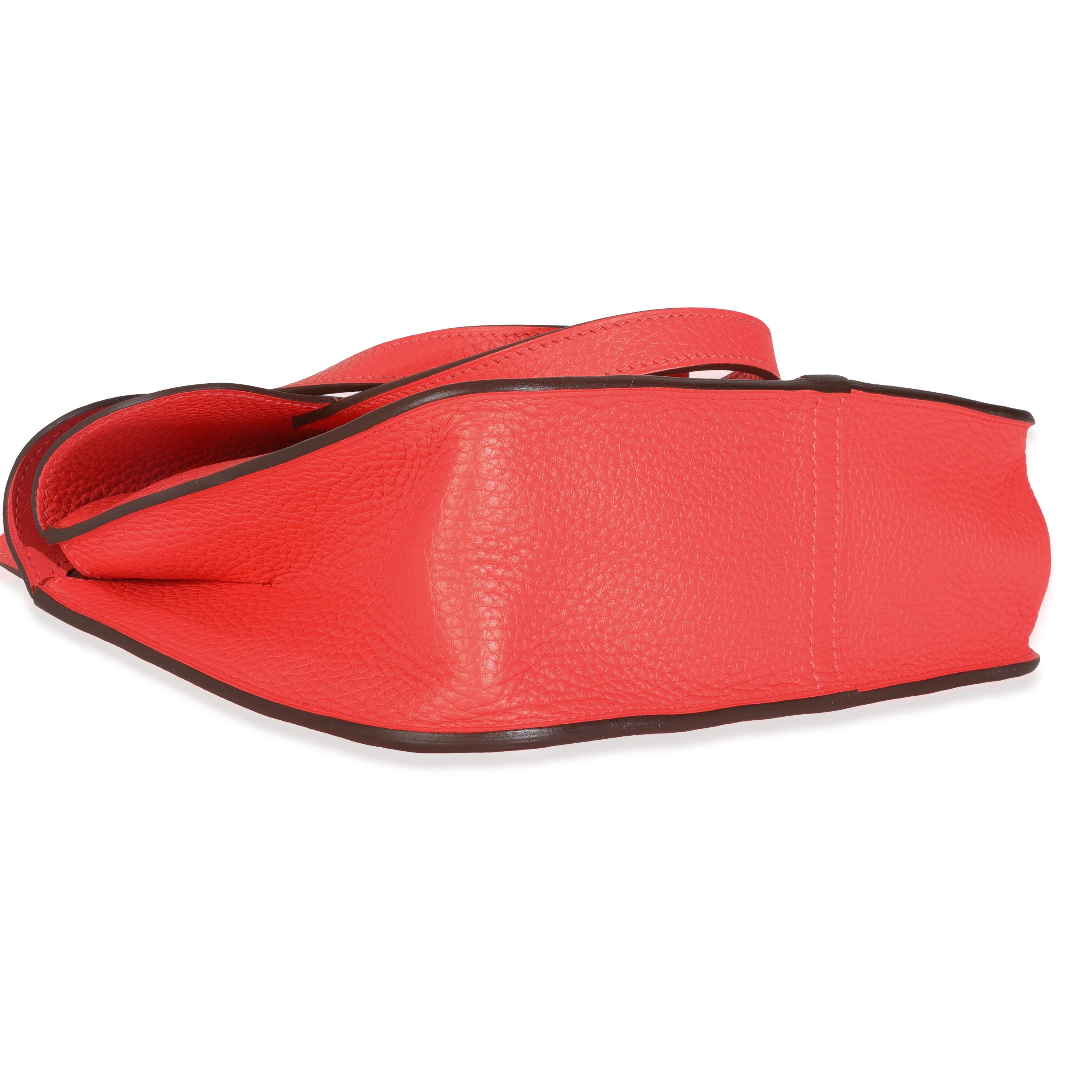 Hermès Rose Texas Clemence Halzan 25 PHW in vendita 2