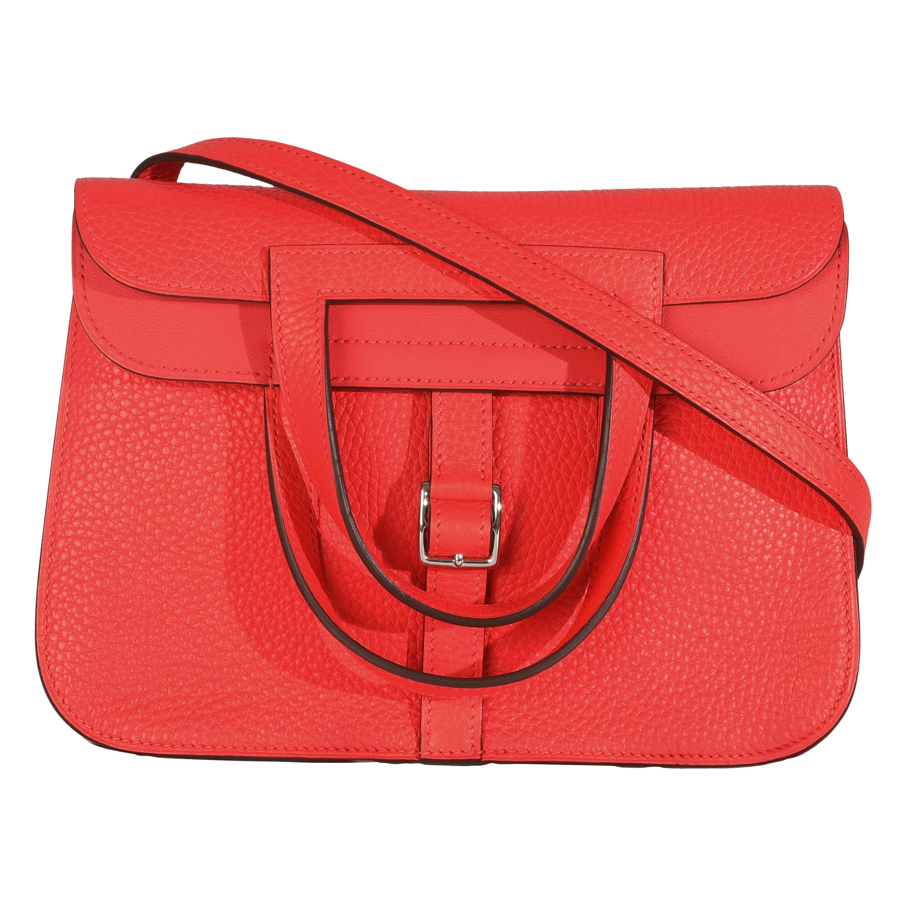 Hermès Rose Texas Clemence Halzan 25 PHW in vendita