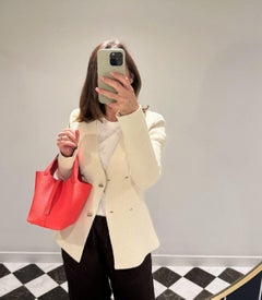 "Hermès Rose Texas Clemence Leather & Vermillion Swift Leather Eclat Picotin