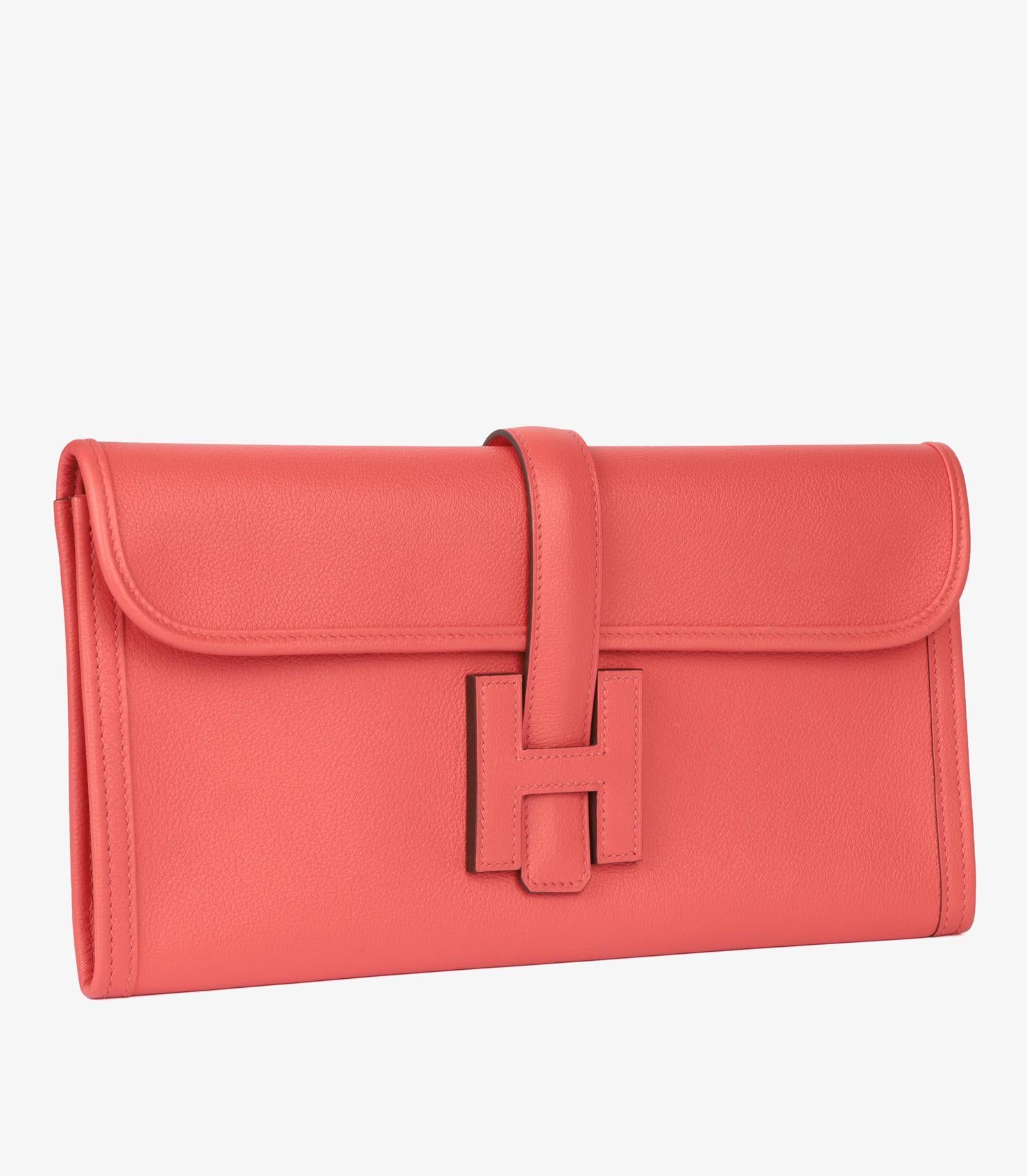 Hermès Rose Texas Evercolour Leder Jige Elan 29 (Rot) im Angebot