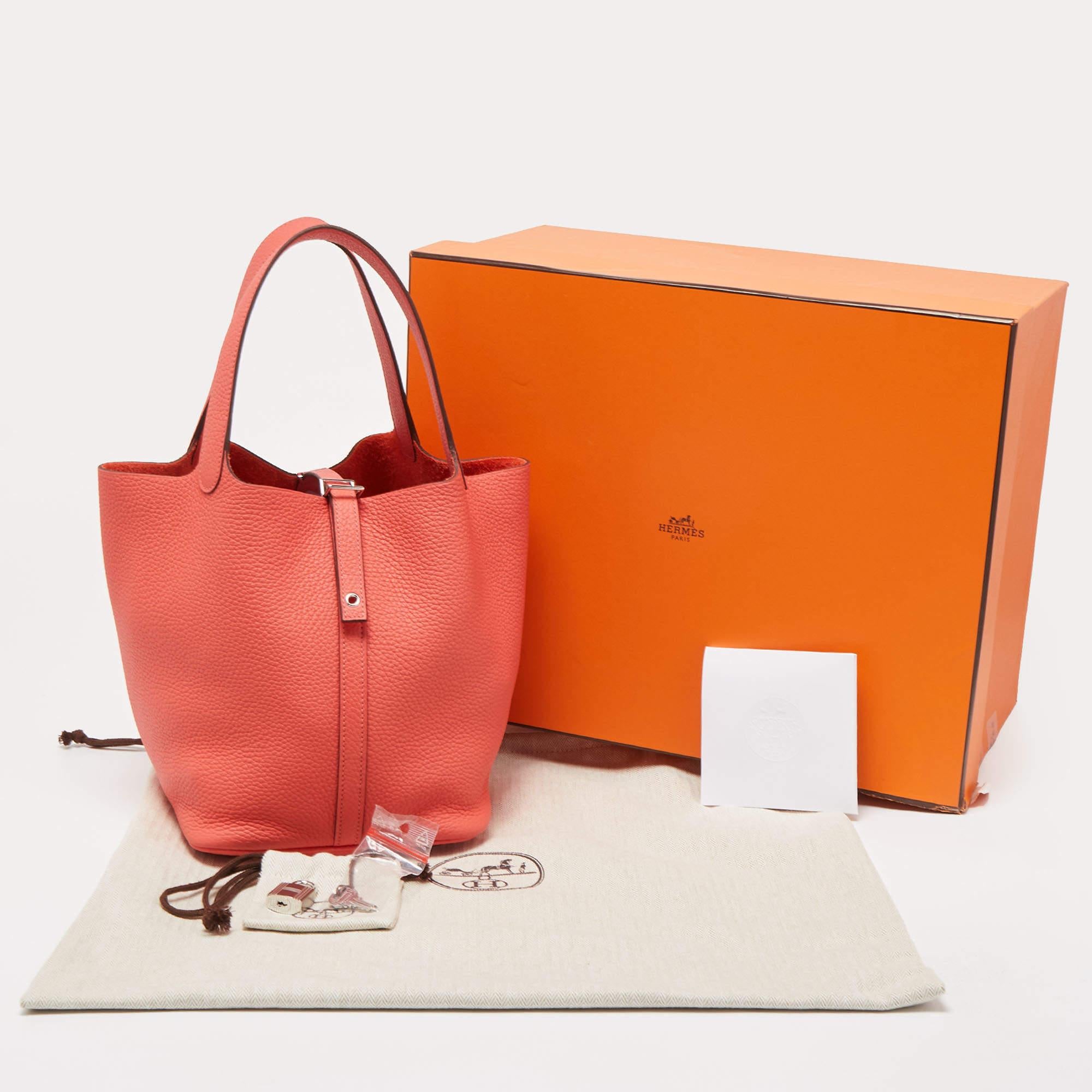 Hermès Rose Texas Taurillon Clemence Leather Picotin Lock 22 Bag 9