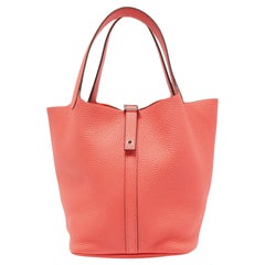 Hermès Rose Texas Taurillon Clemence Leather Picotin Lock 22 Bag