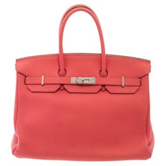 Vintage Hermes Rose Togo Leather Birkin 35cm Handbag