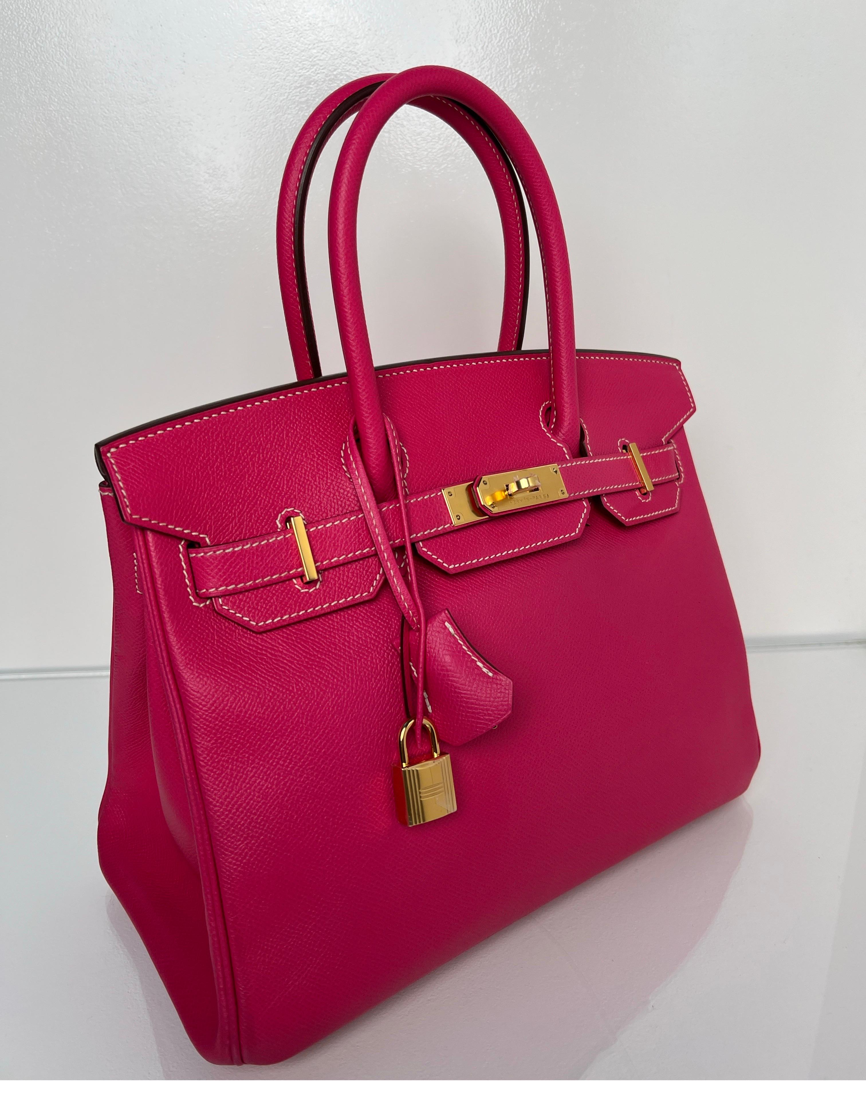 Hermès - Sac rose Tyrien Birkin 30 7