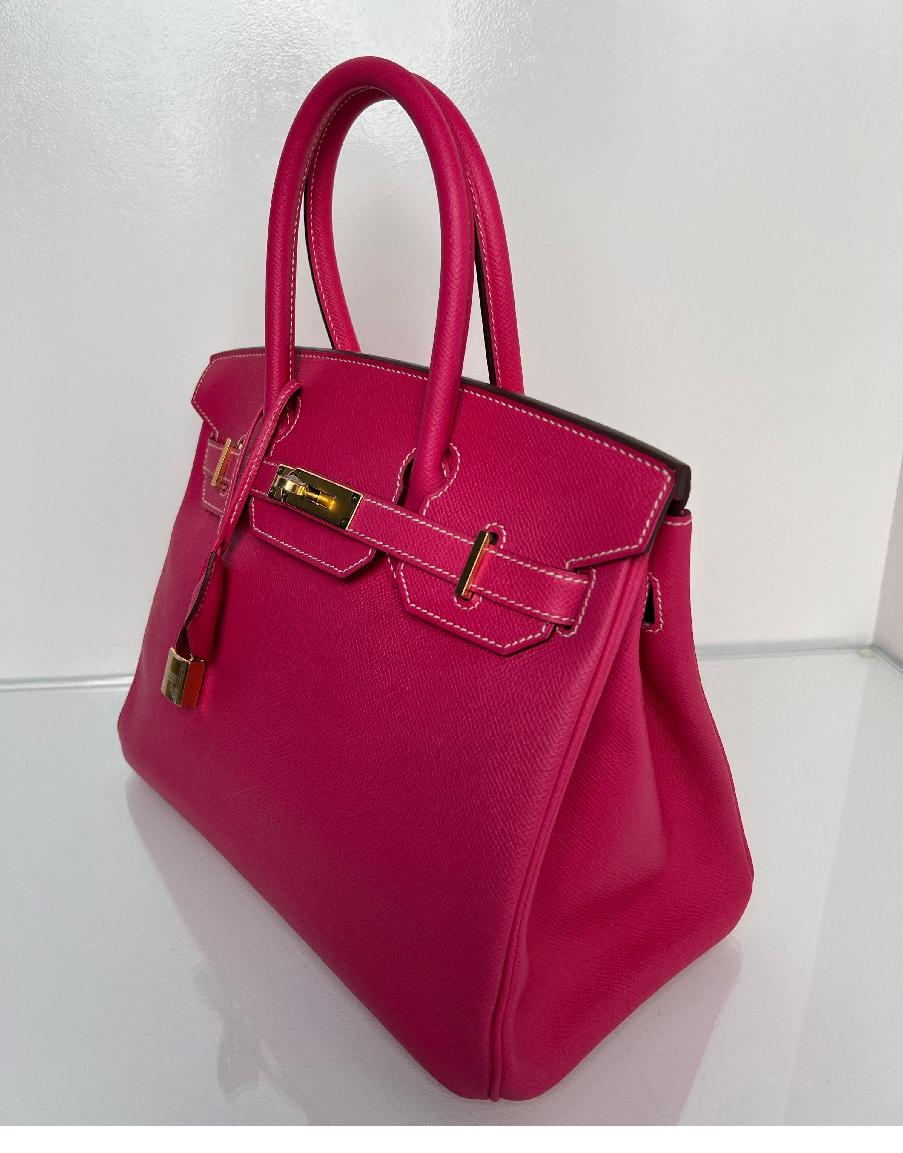 Hermès - Sac rose Tyrien Birkin 30 8