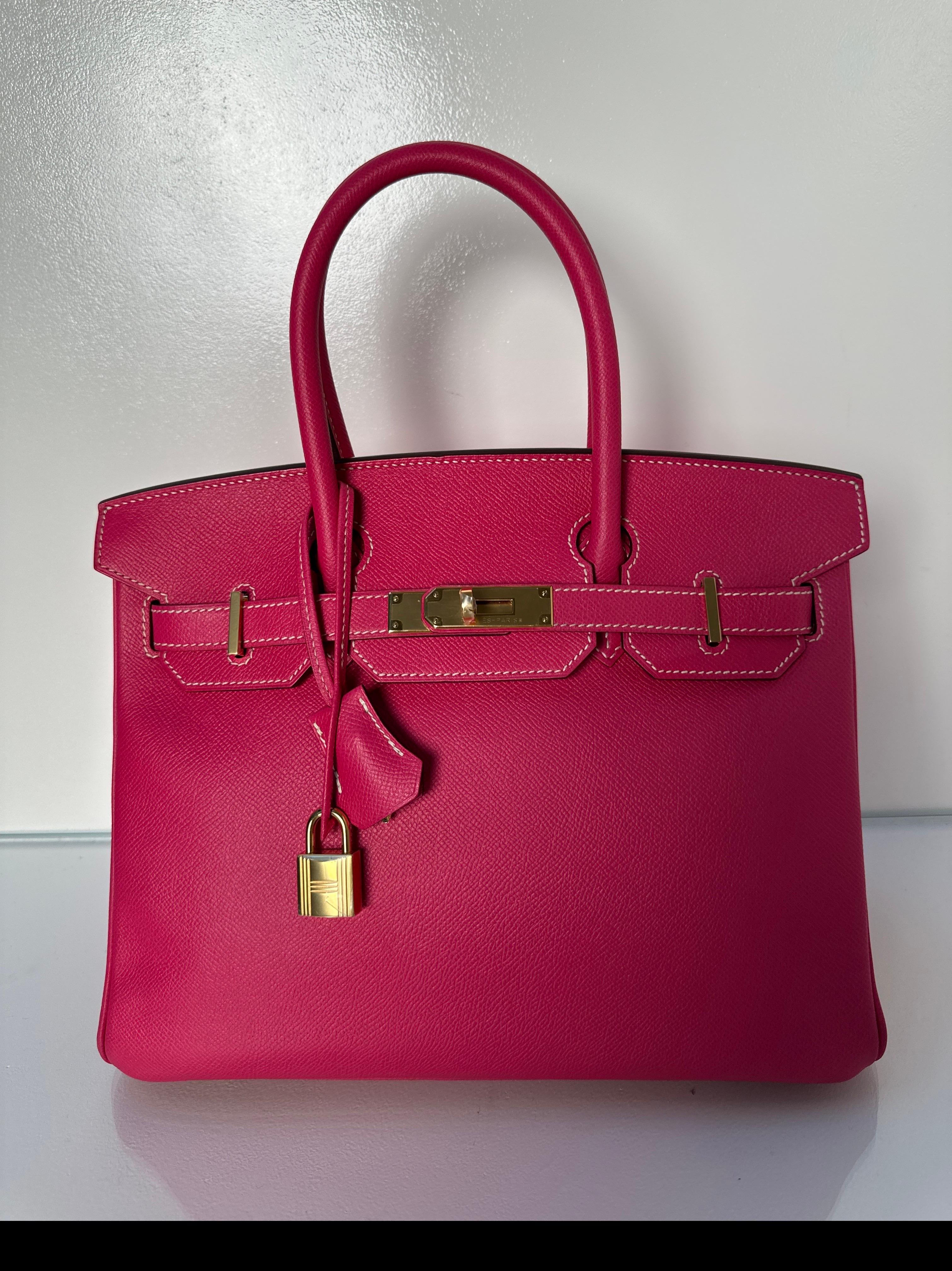 Hermes Rose Tyrien Birkin 30 Bag 10