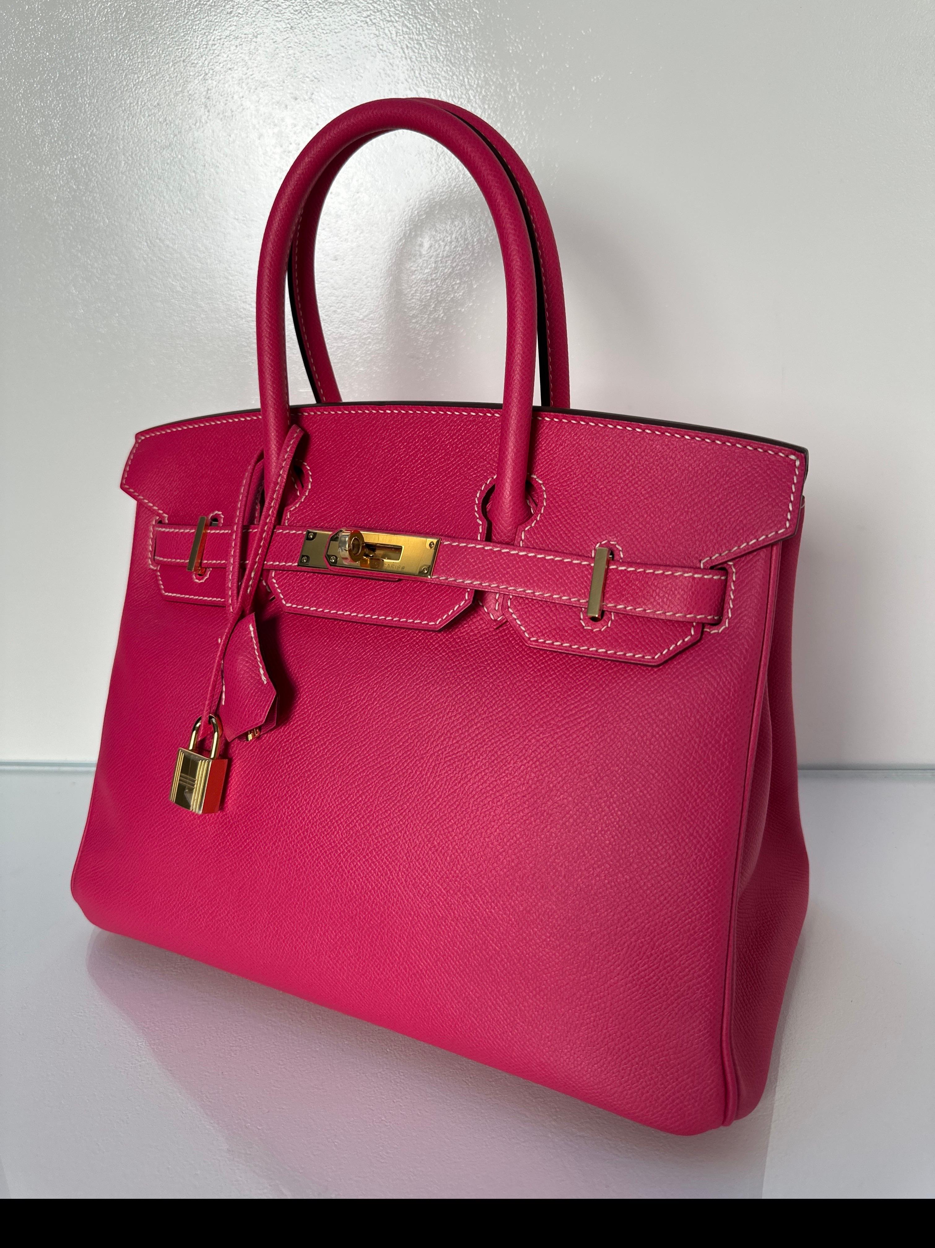 Hermes Rose Tyrien Birkin 30 Bag 12