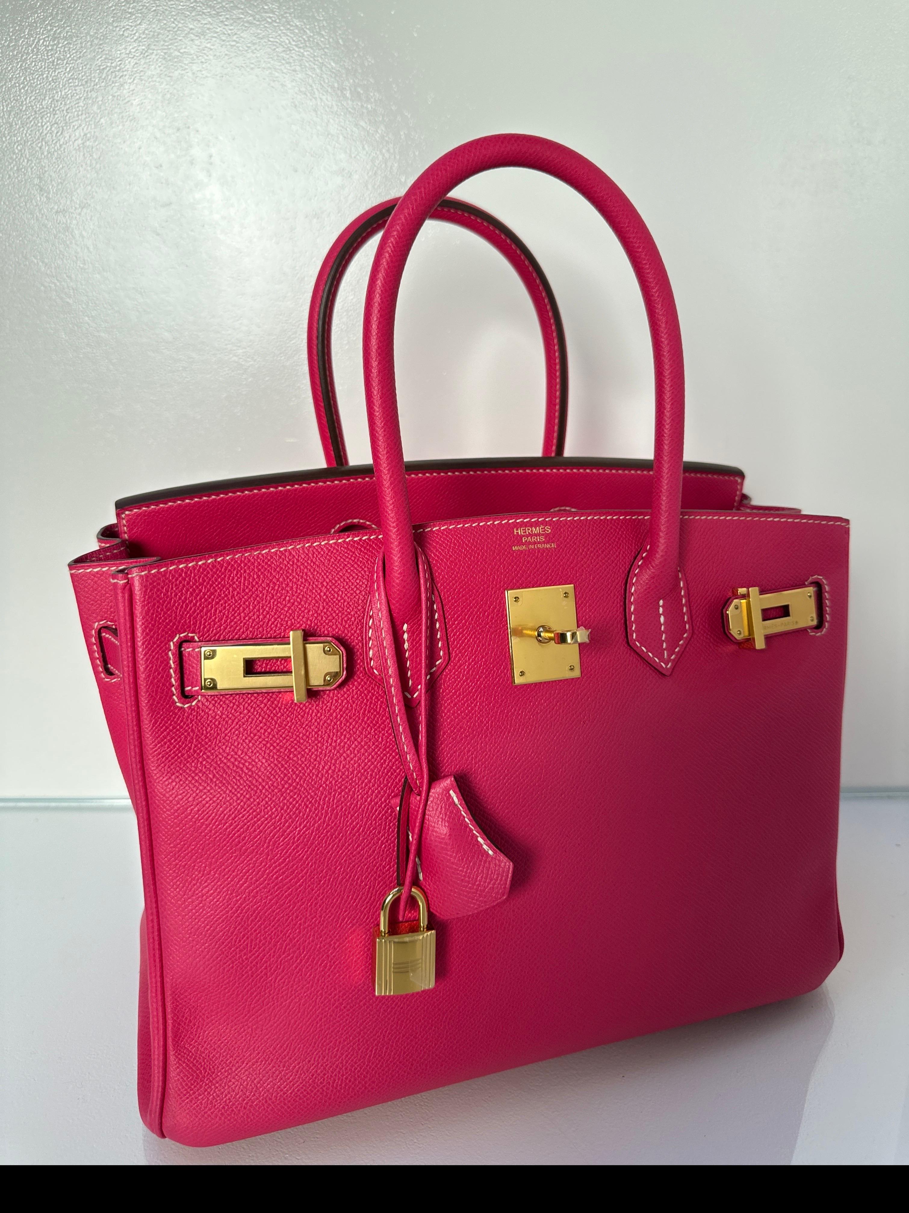 Red Hermes Rose Tyrien Birkin 30 Bag