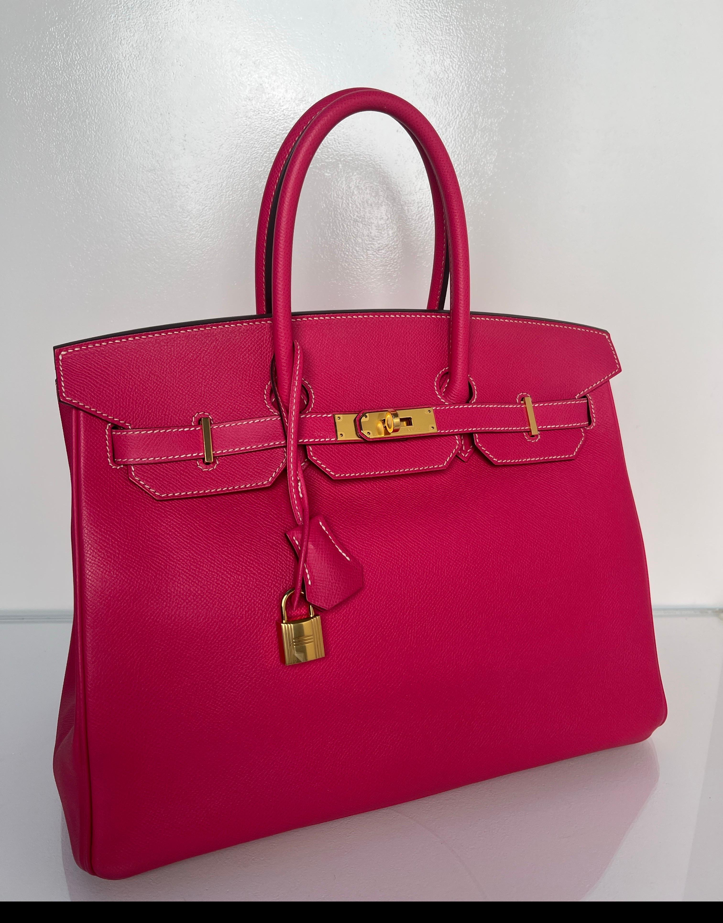 Hermes Rose Tyrien Birkin 35 Bag 5