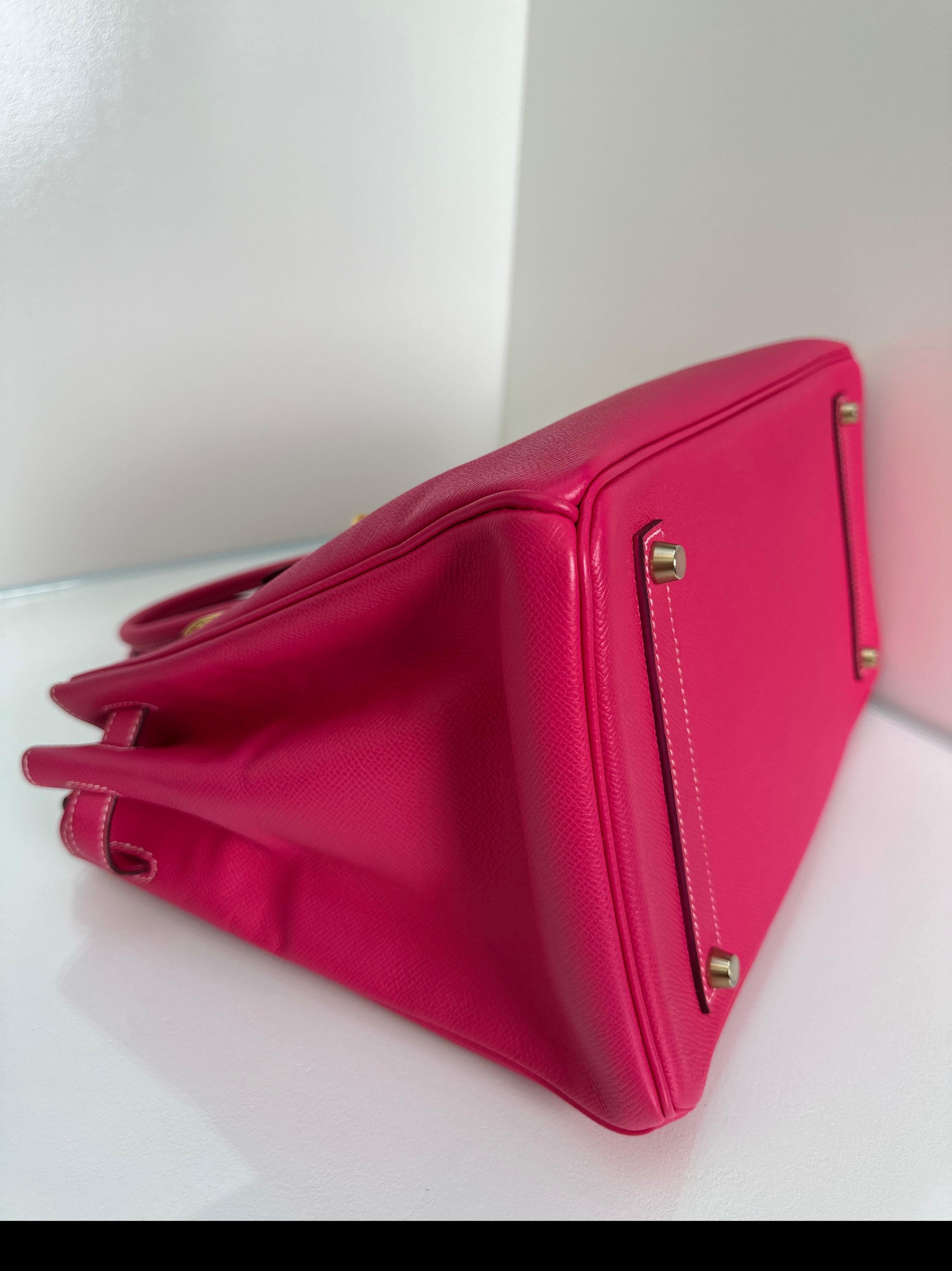 Hermès - Sac rose Tyrien Birkin 35 en vente 5