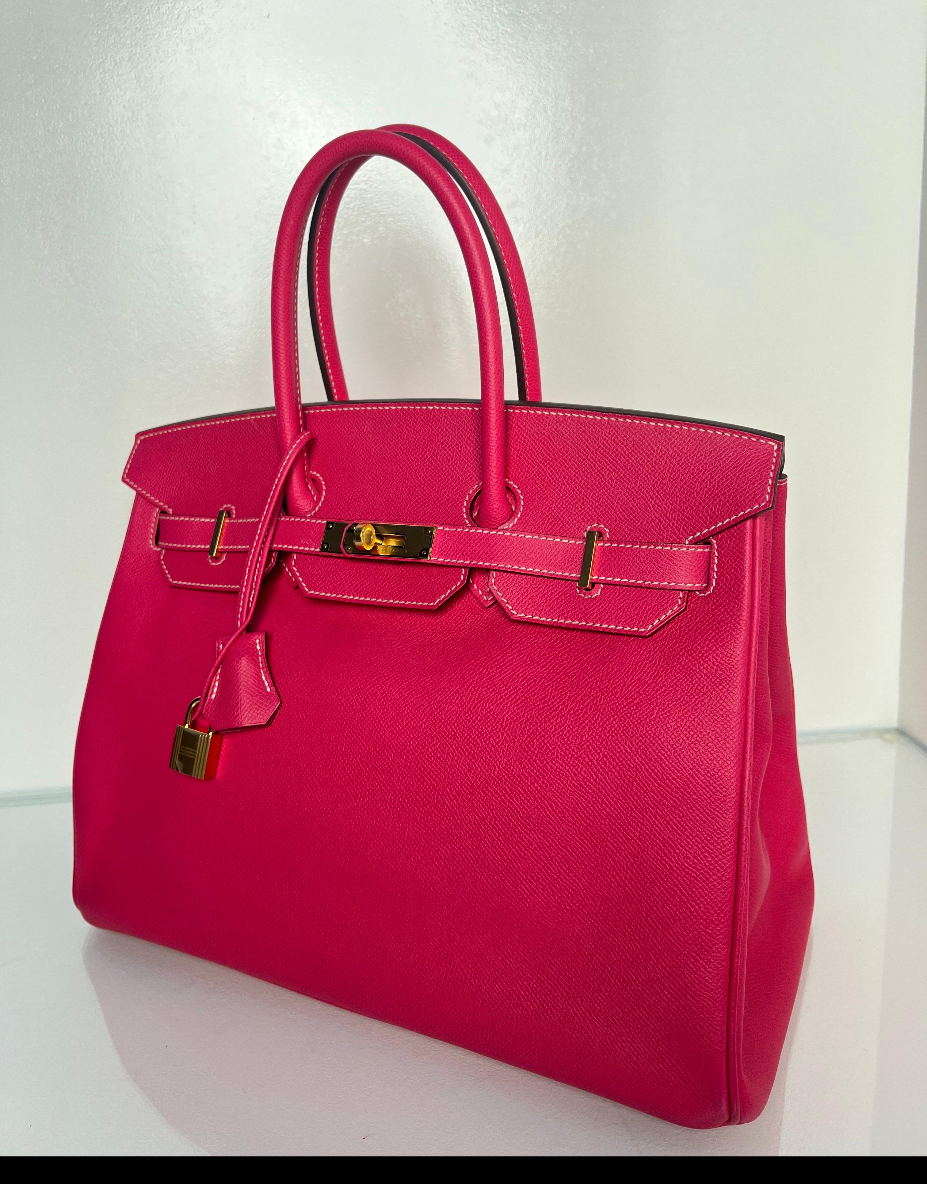 Hermes Rose Tyrien Birkin 35 Bag 6