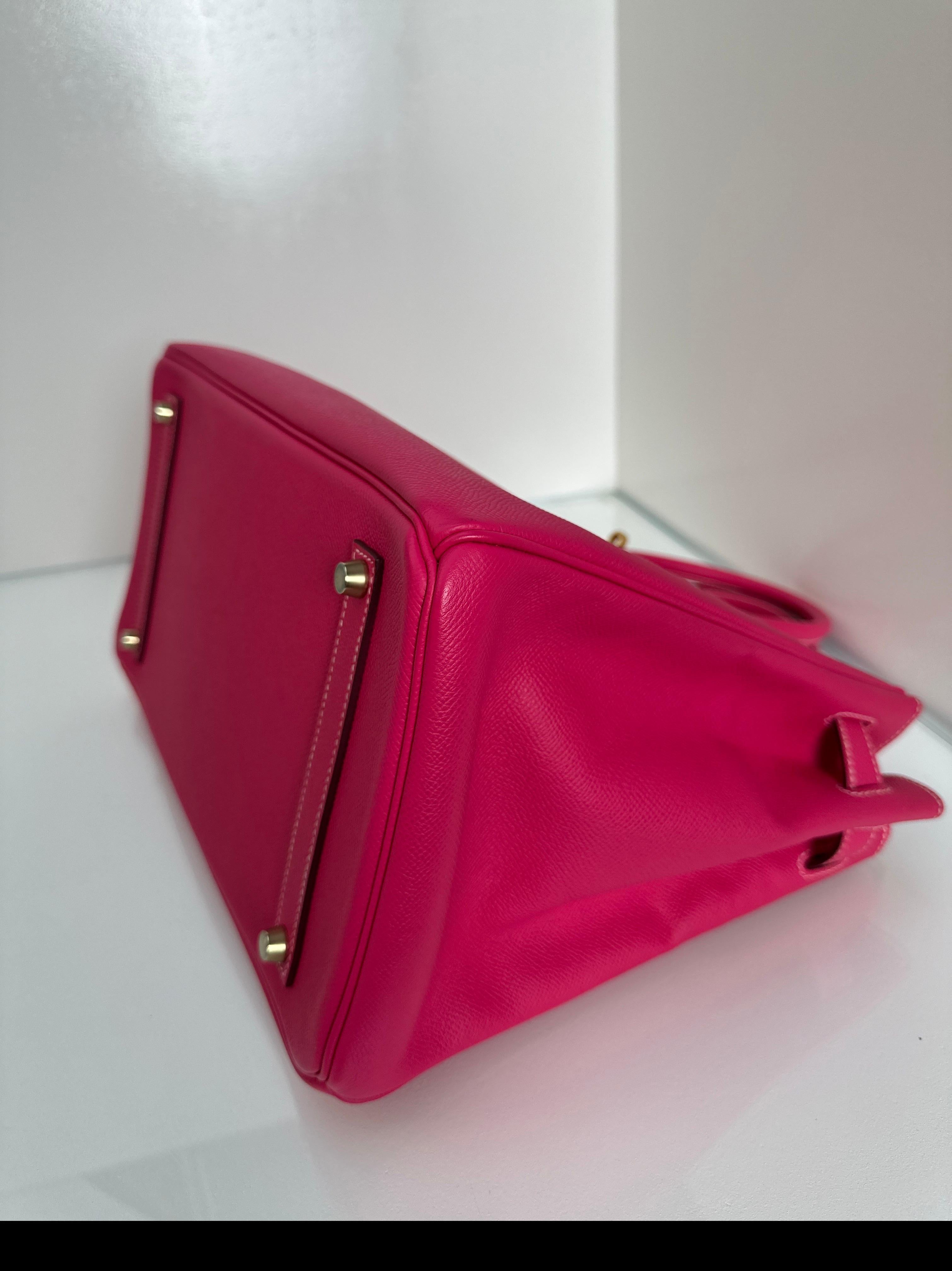 Hermès - Sac rose Tyrien Birkin 35 en vente 6