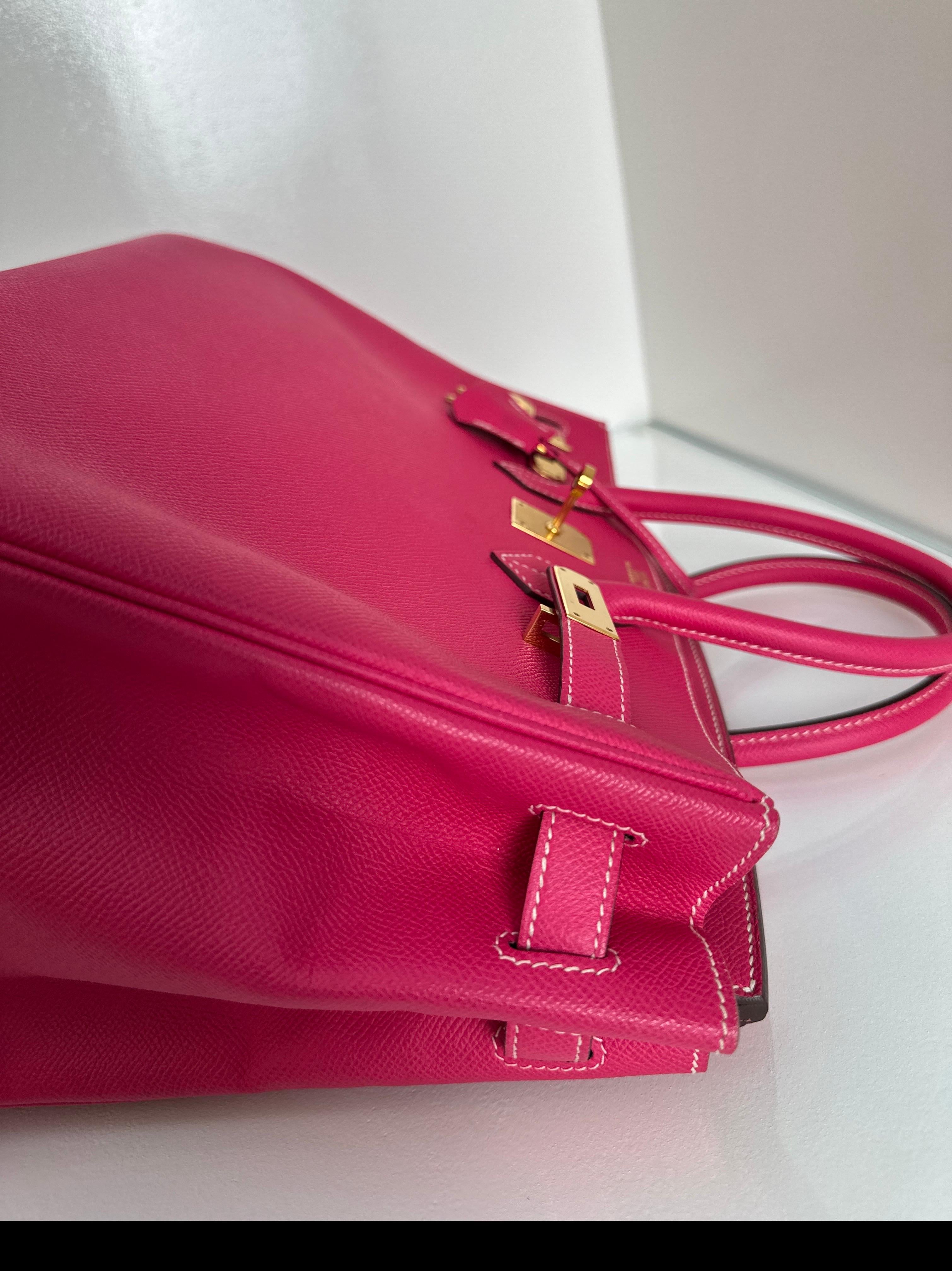 Hermès - Sac rose Tyrien Birkin 35 en vente 7