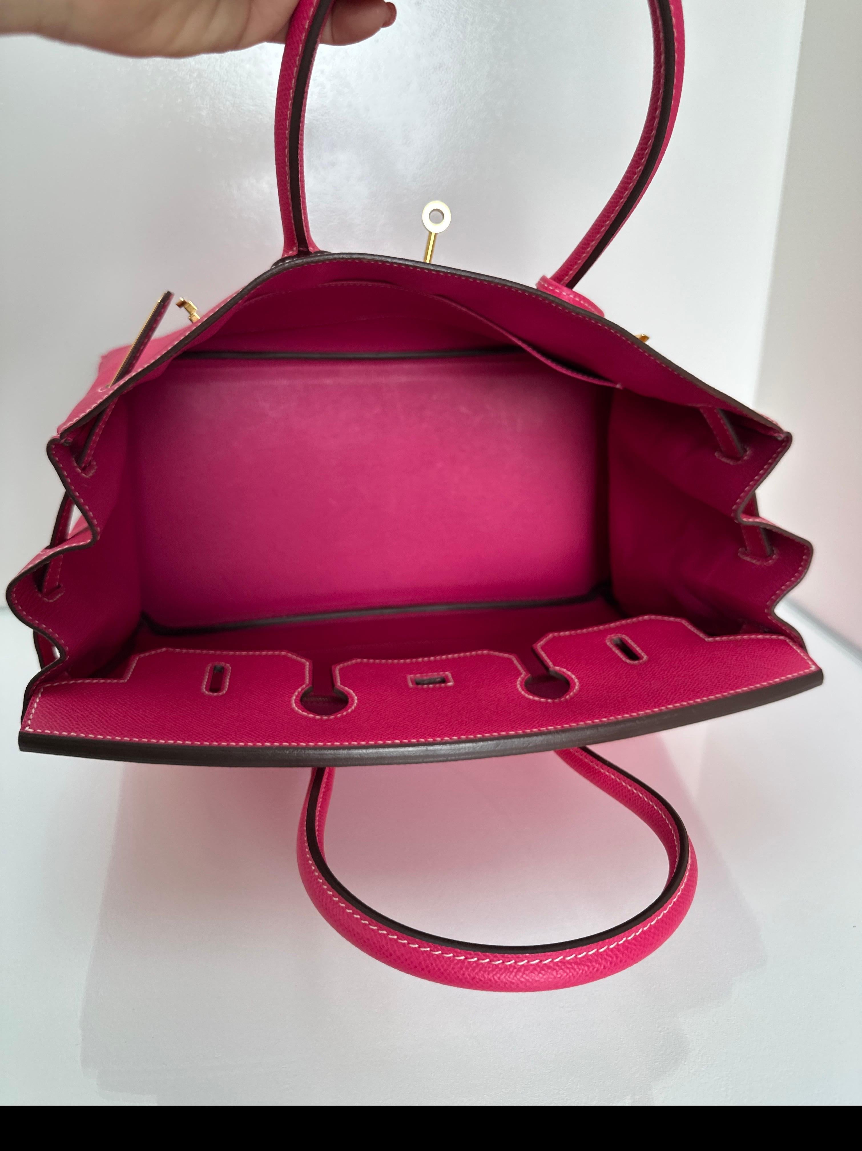 Hermès - Sac rose Tyrien Birkin 35 en vente 8