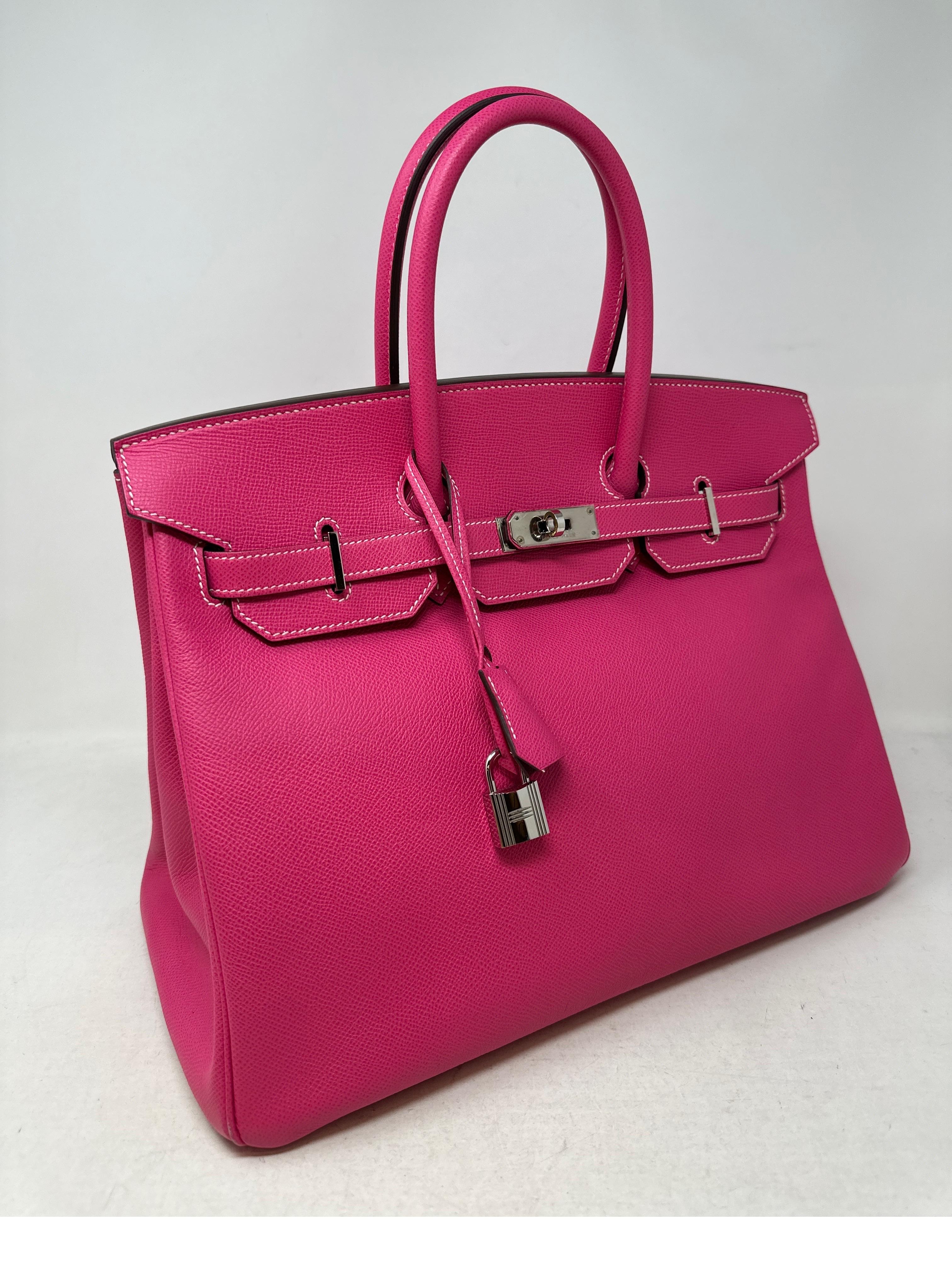 Hermes Rose Tyrien Birkin 35 Bag 9