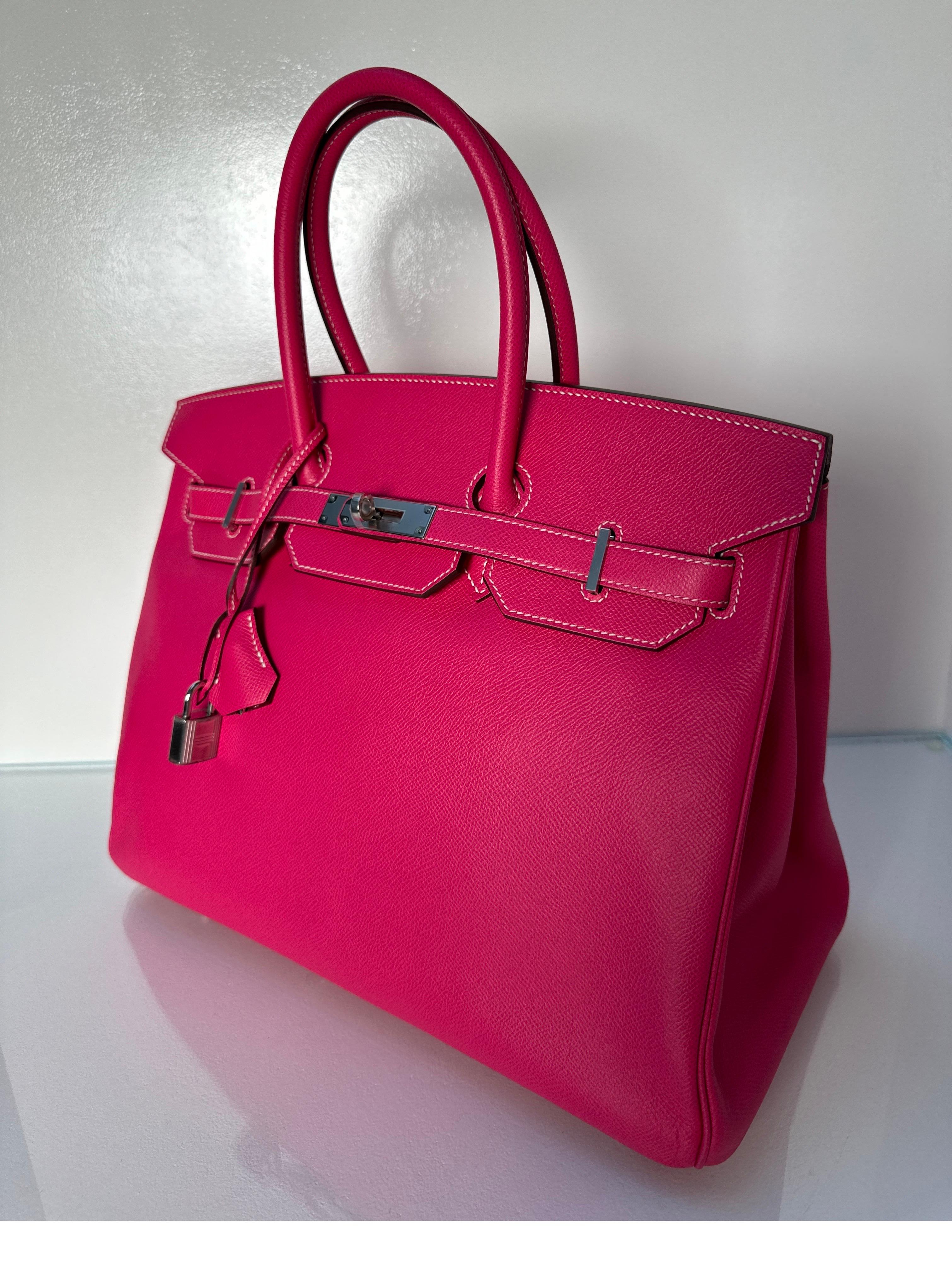 Hermes Rose Tyrien Birkin 35 Bag 9