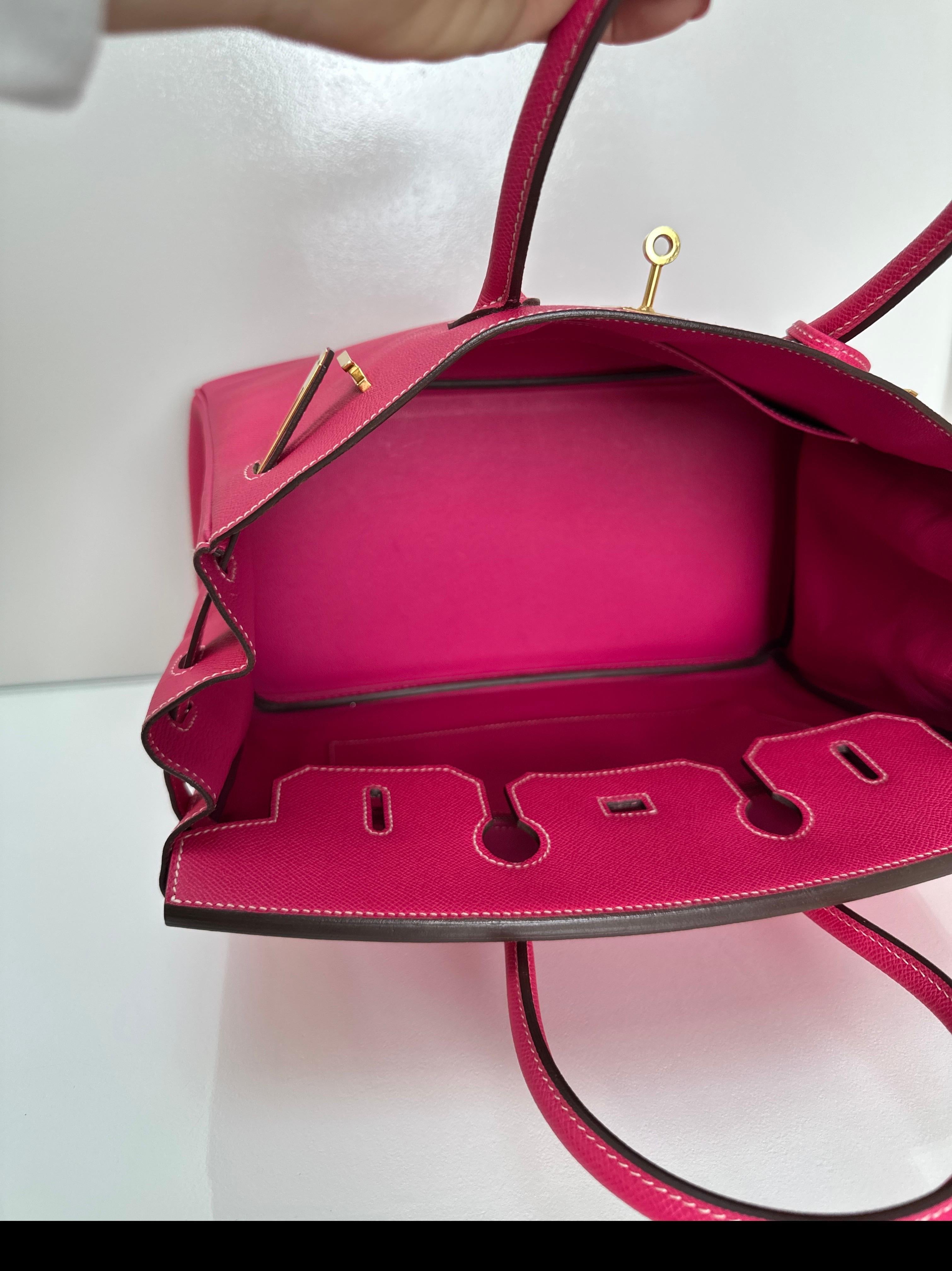 Hermès - Sac rose Tyrien Birkin 35 en vente 9