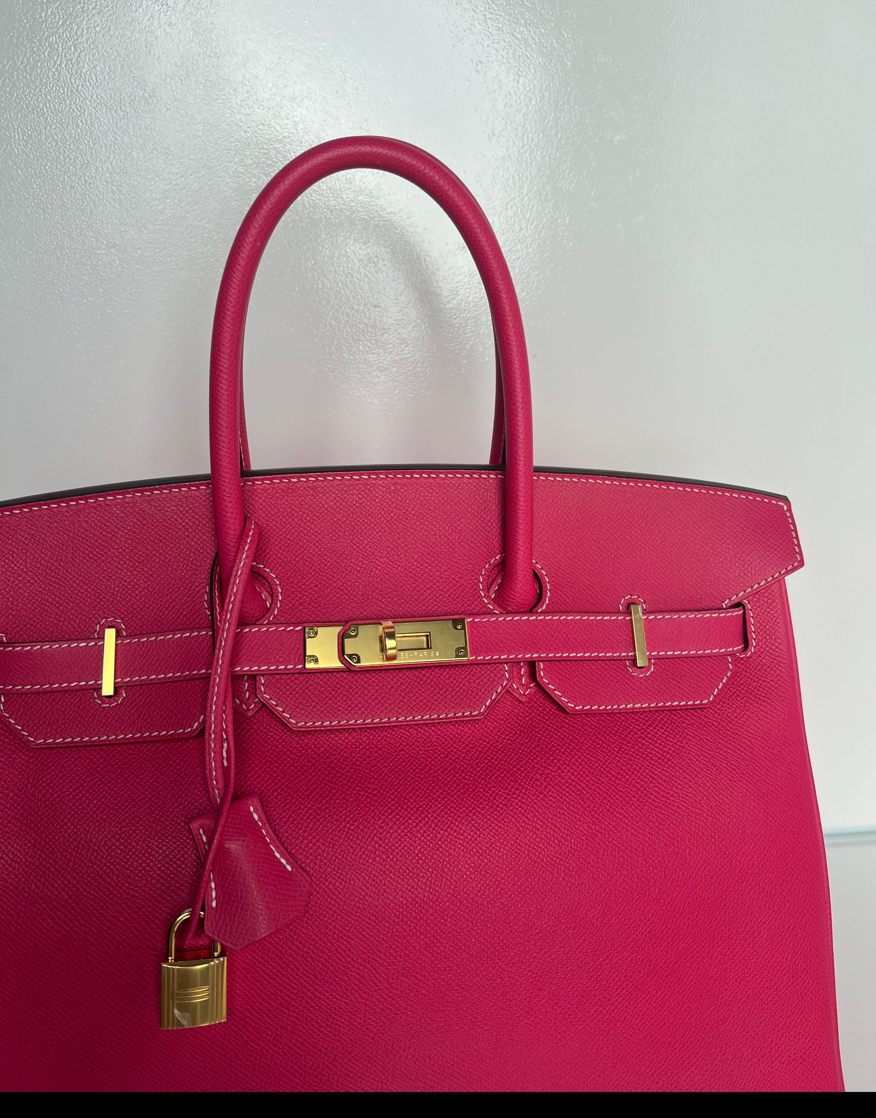 Hermes Rose Tyrien Birkin 35 Bag 10