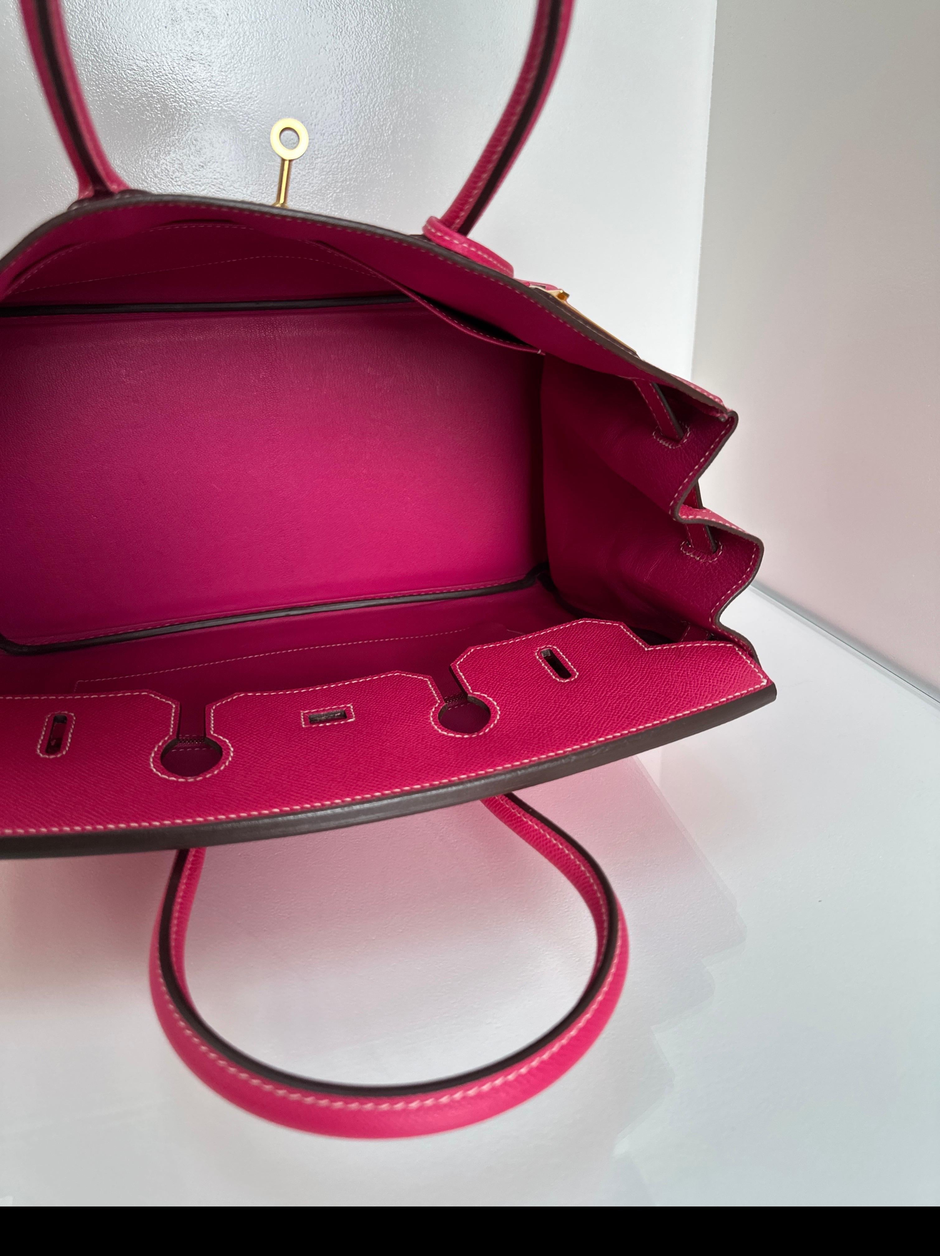 Hermès - Sac rose Tyrien Birkin 35 en vente 10